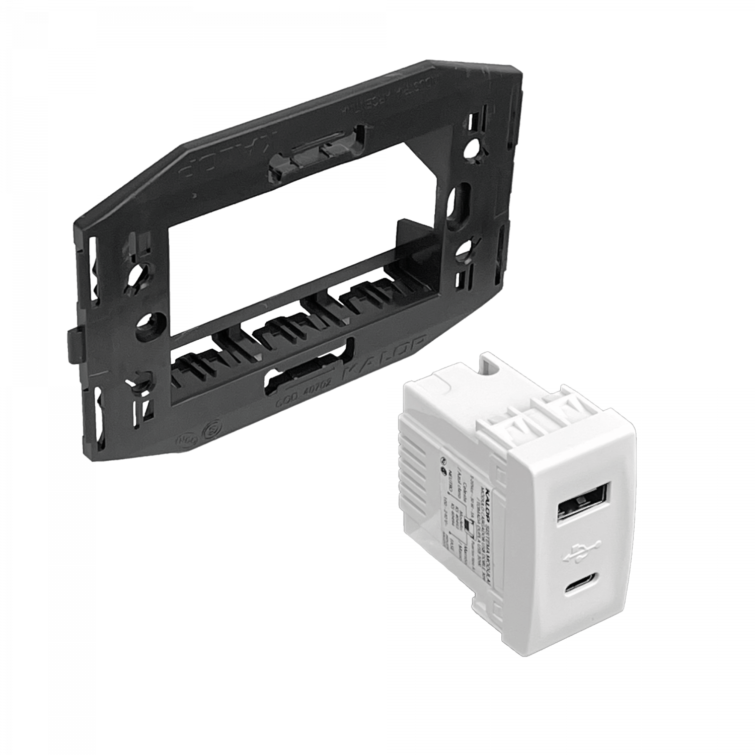 KALOP Type-C 1xUSB-C 1xUSB-A Total 3A 10W 100-240VAC Bastidor KS40493 6