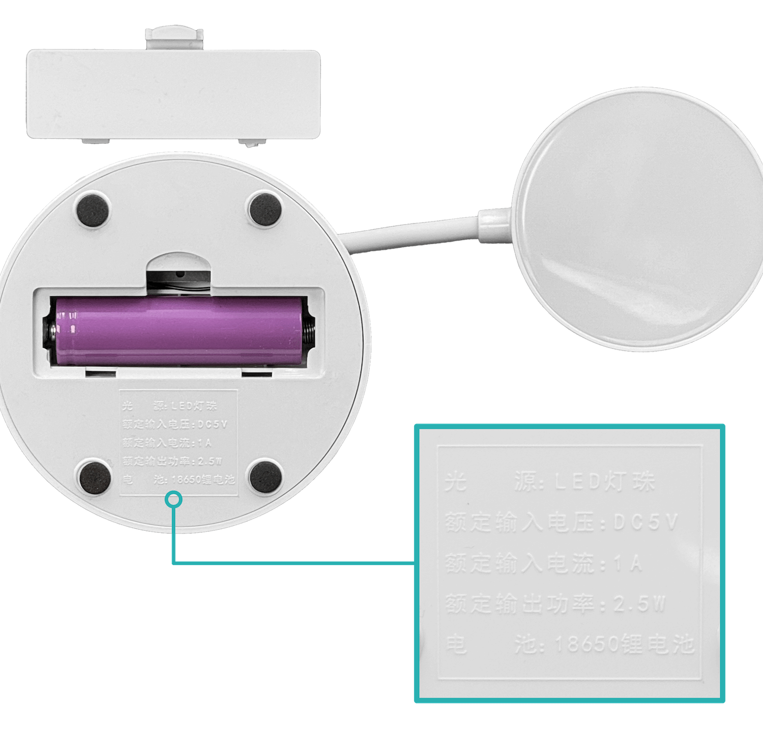 Lampara LED Dimeable-Touch inc-Pila 18650 Litio Recargable USB-AM 3