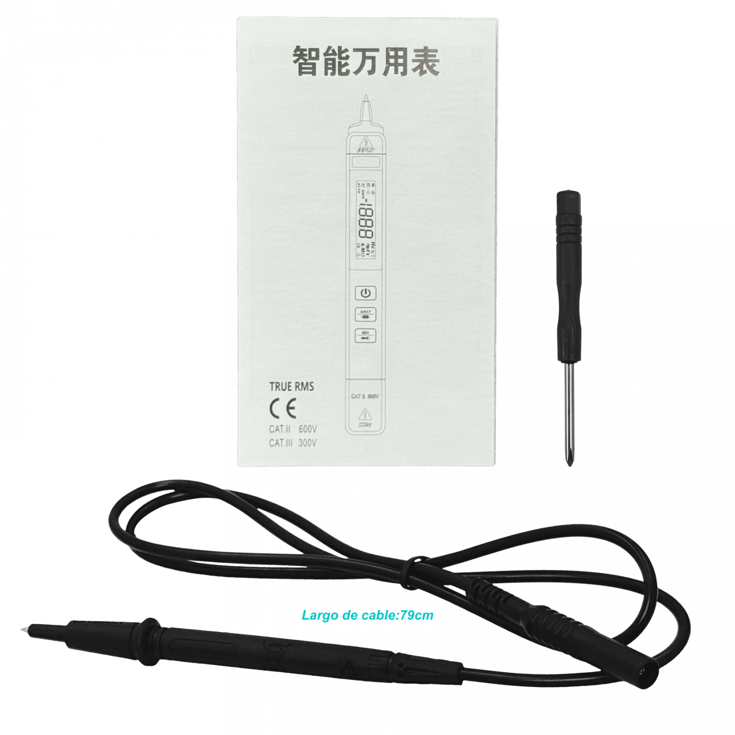 Multitester Directo 1-Pinza-Fija Digital req-2x-AAA 600VDC/AC BSIDE Z1 7