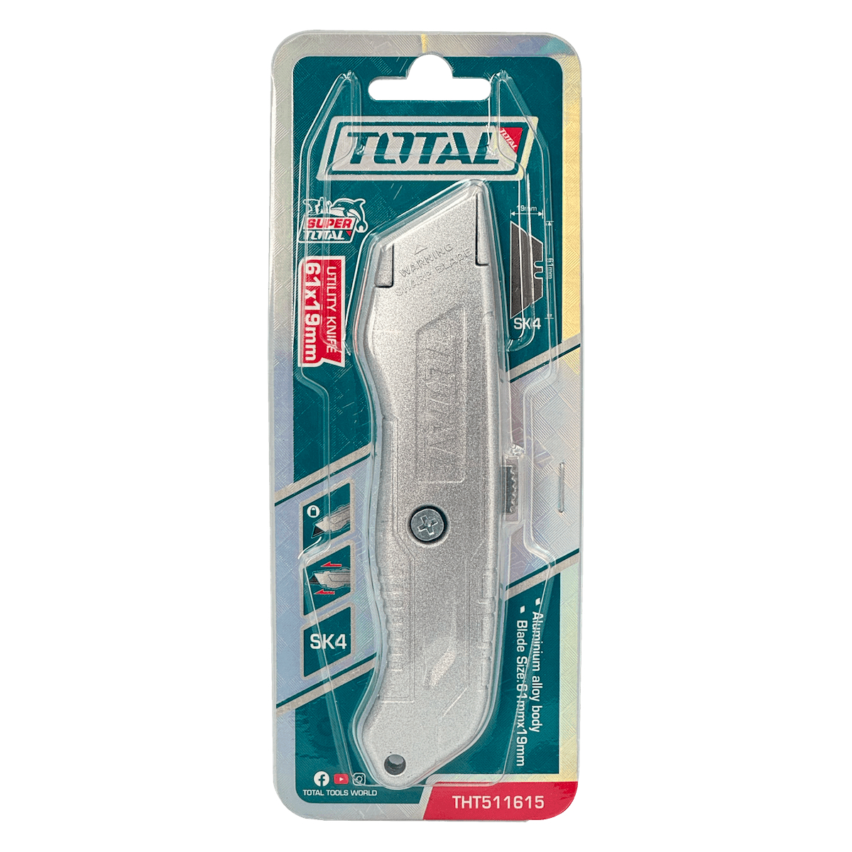 Cuchillo Aluminio cartonero 61x19mm Total THT511615 1