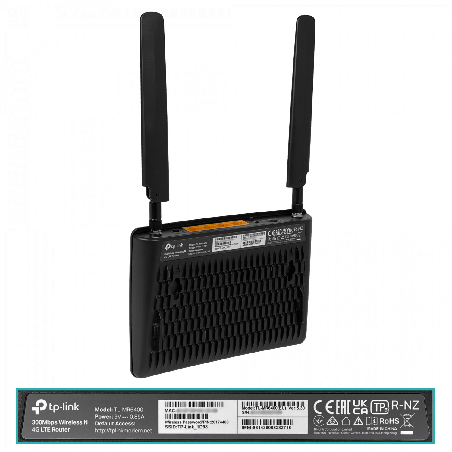 Router TP-Link TL-MR6400 4G LTE Wi-Fi N 300Mbps - SIM, 4 Puertos LAN, Antenas Externas 5