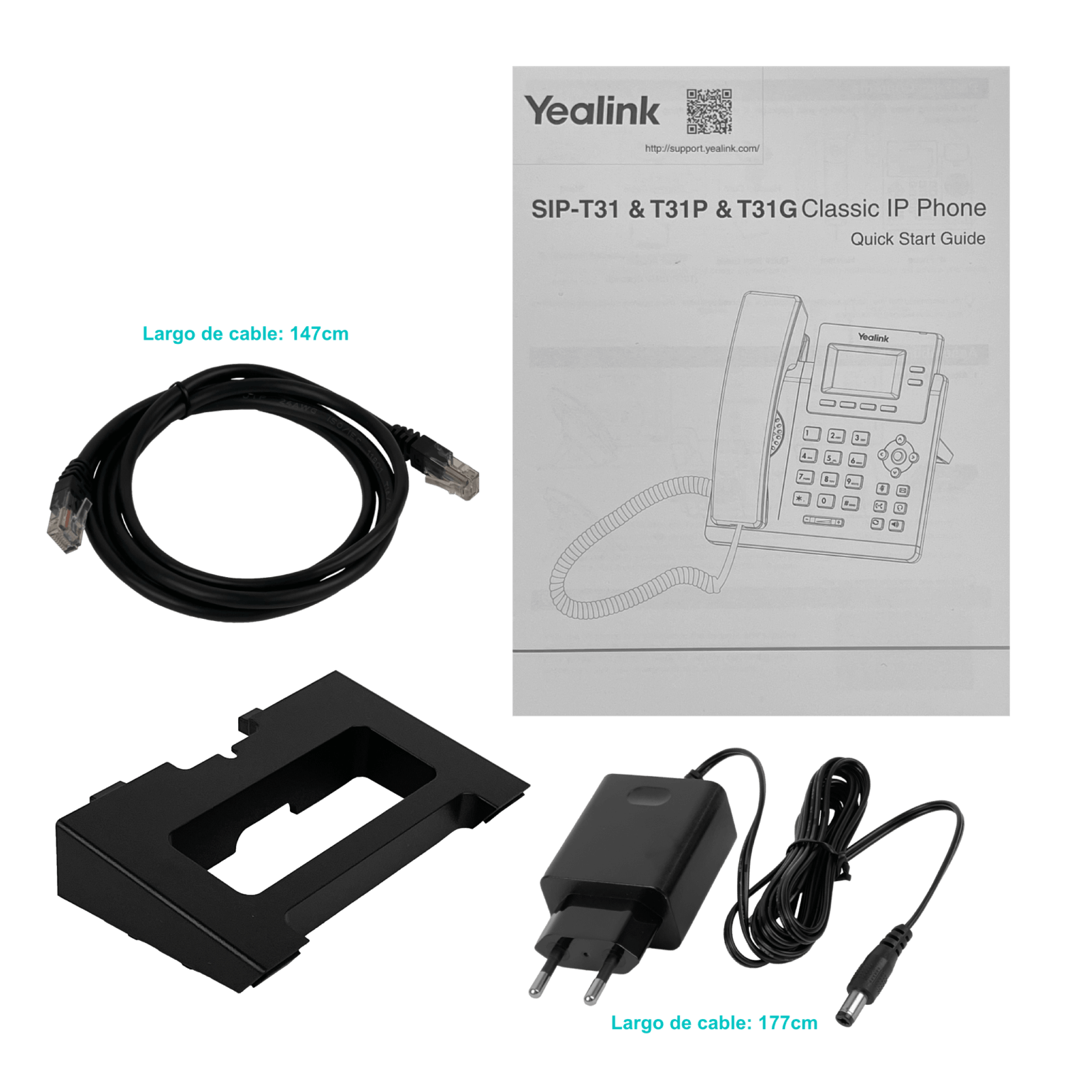 Teléfono IP Yealink SIP-T31G – 2 líneas, pantalla LCD y PoE 3
