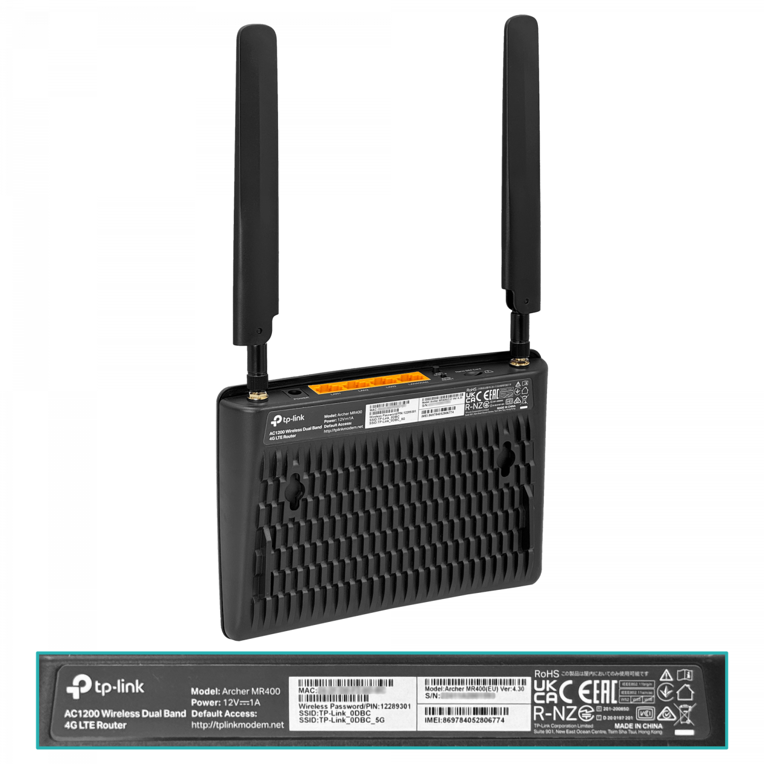 Router Inalámbrico TP-Link Archer MR400 AC1200 4G LTE de Doble Banda 3