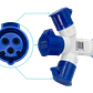 LEXO Triple Enchufe Industrial 1-Macho 3-Hembra 2P+T 16A IP44 250V - Miniatura 1