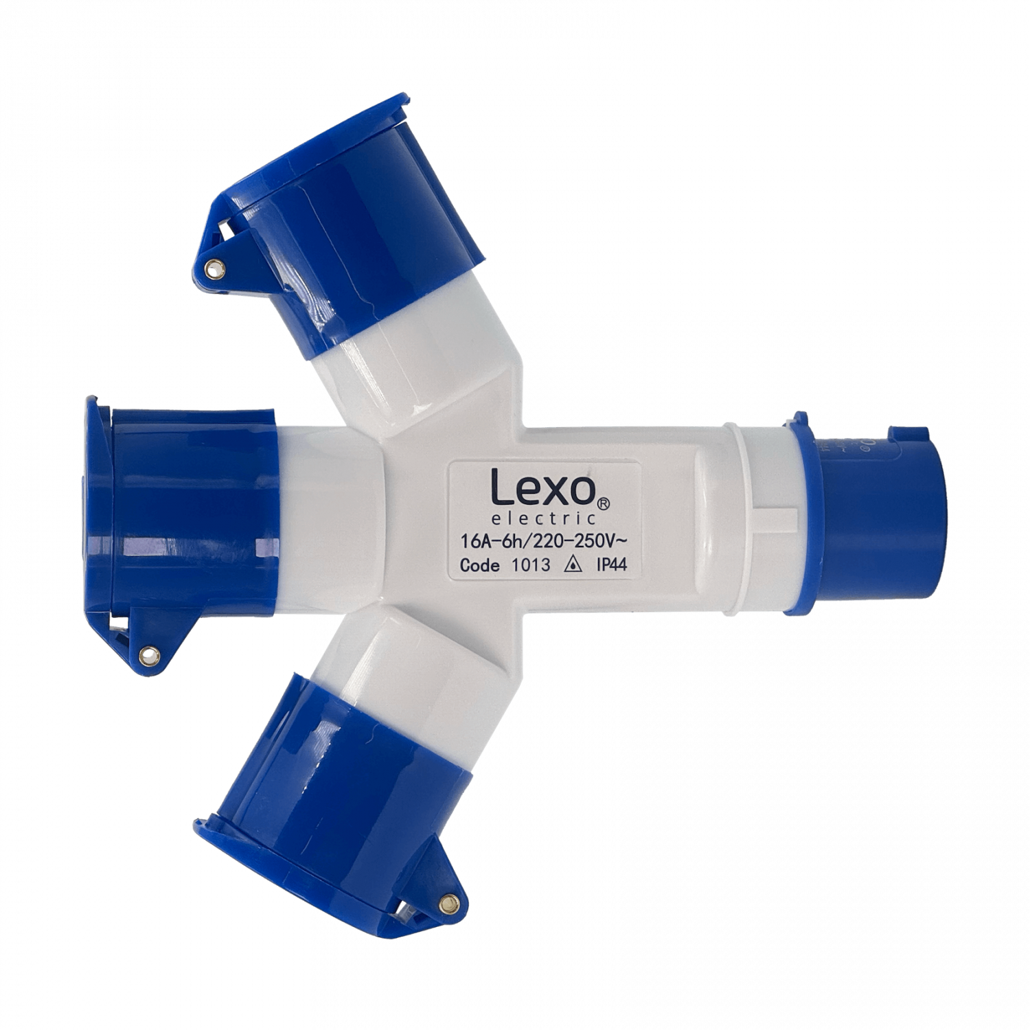 LEXO Triple Enchufe Industrial 1-Macho 3-Hembra 2P+T 16A IP44 250V 2