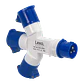 LEXO Triple Enchufe Industrial 1-Macho 3-Hembra 2P+T 16A IP44 250V - Miniatura 3