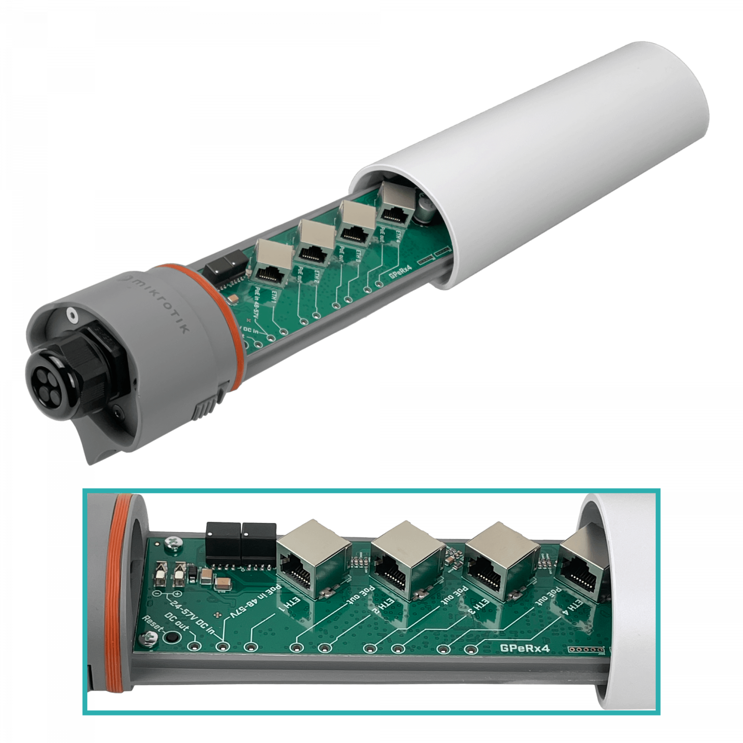Extensor Ethernet MikroTik GPeRx4 - División PoE de 90W a 30W para Exteriores 4
