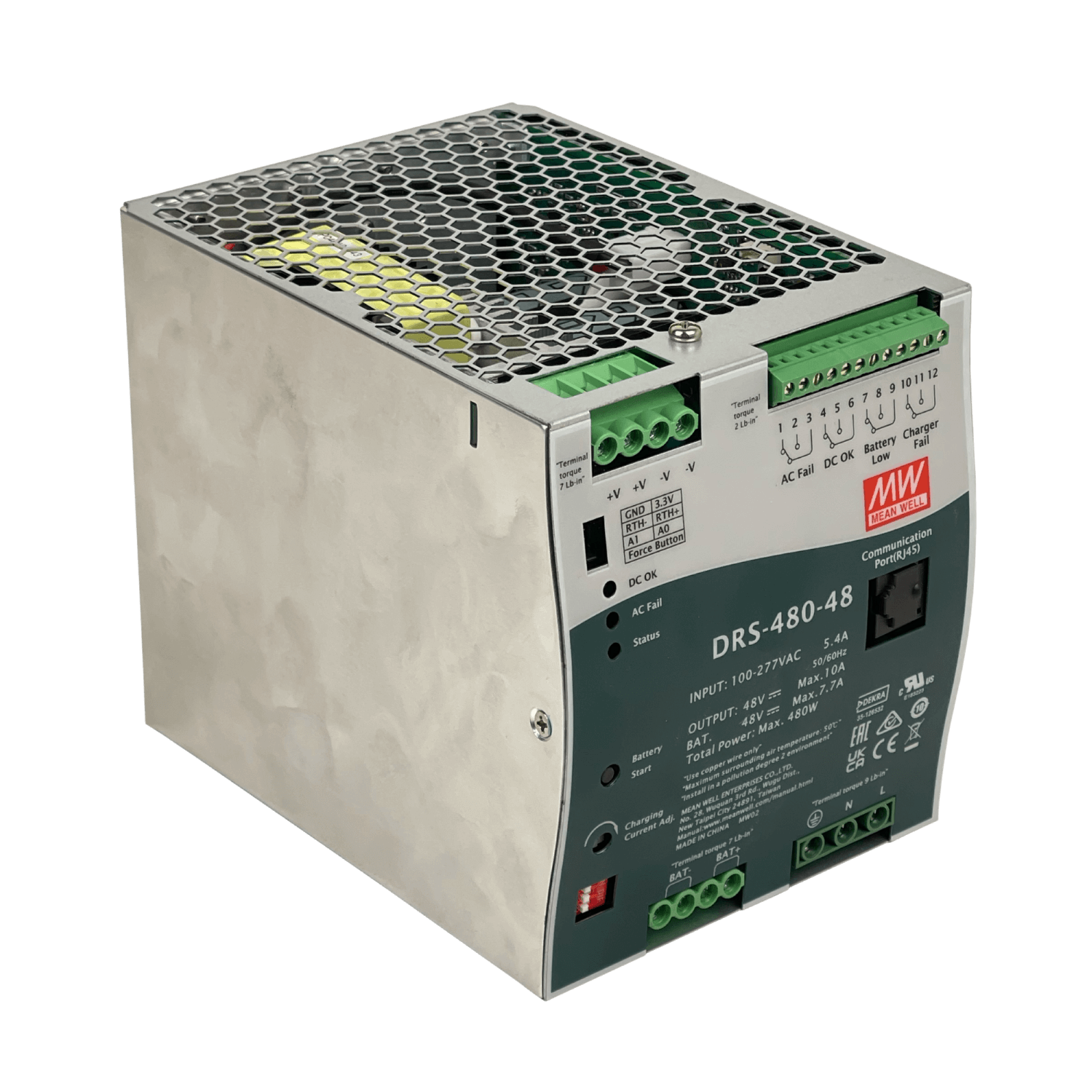 Fuente de Alimentación Ininterrumpida (UPS) MEAN WELL DRS-480-48 - 480W, 48V, Montaje en Carril DIN 1