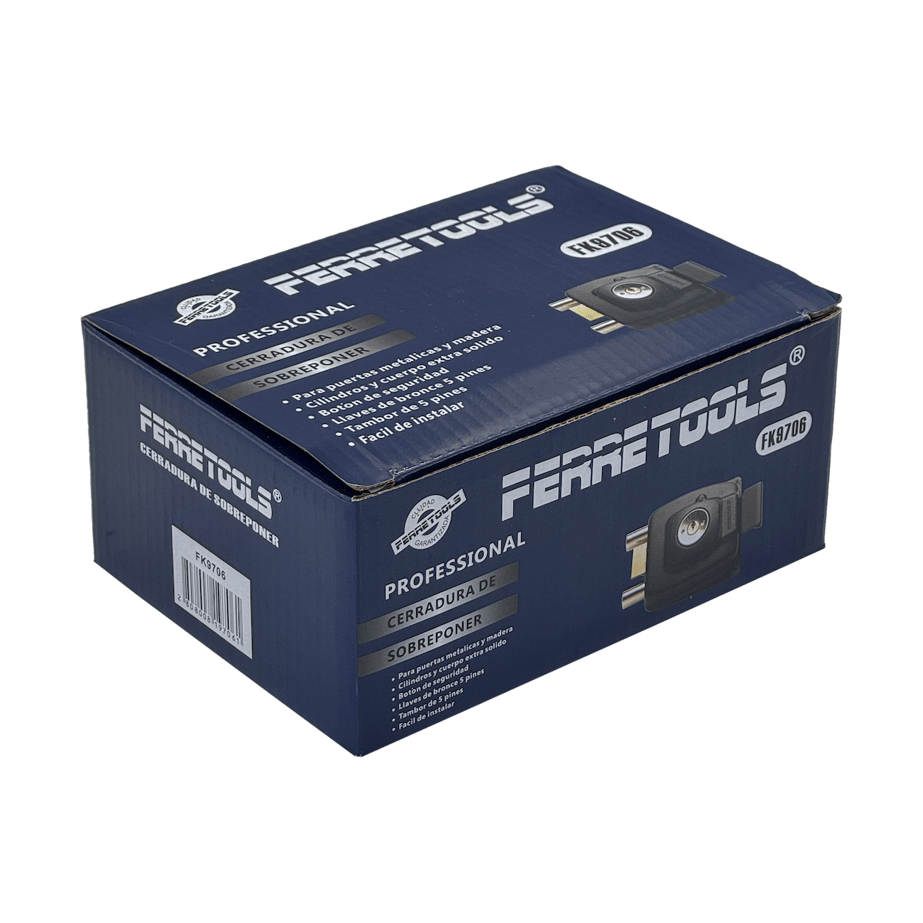 Cerradura de Sobreponer FERRETOOLS con Tres Llaves, Tambor 55mm, 5 Pines 1