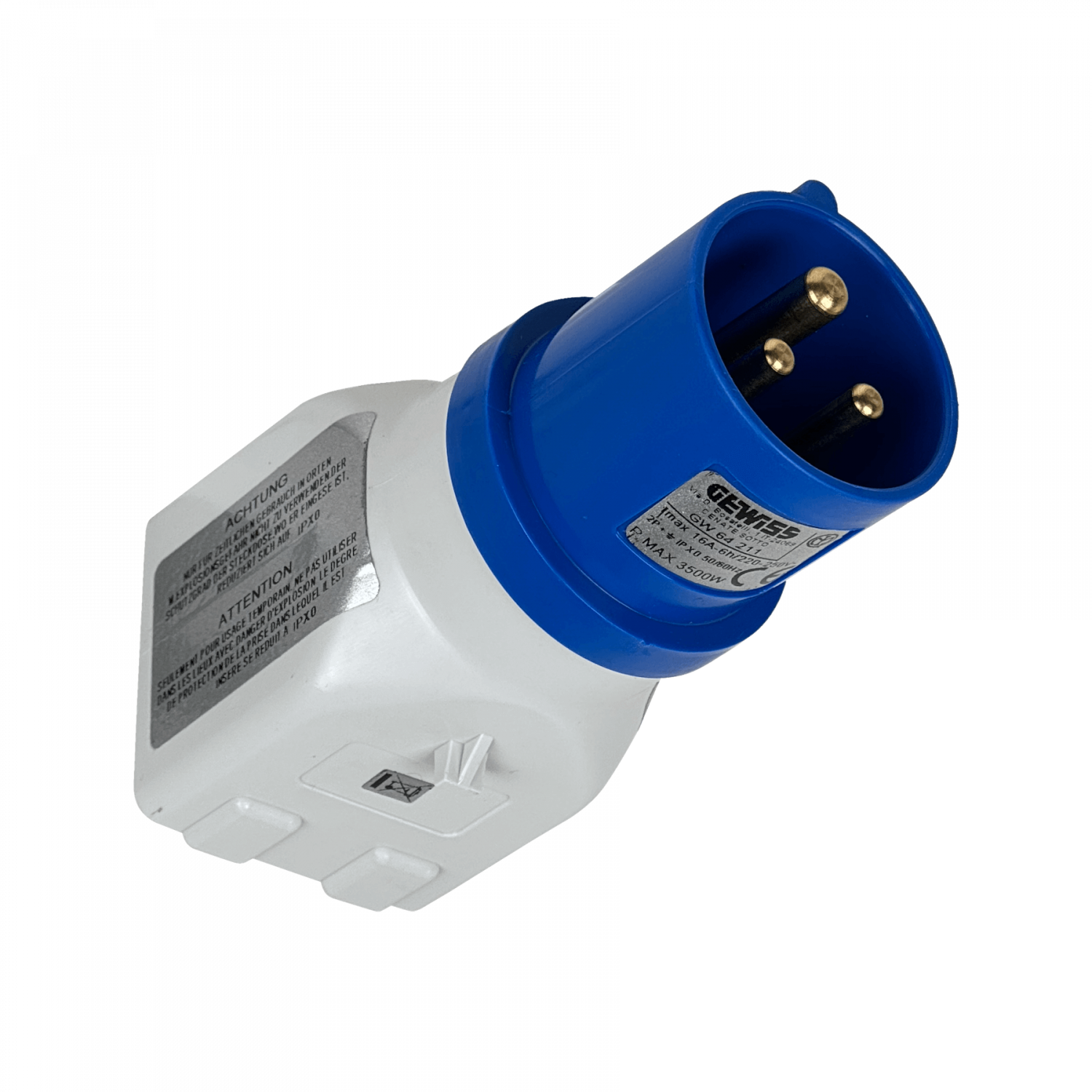 GEWISS industrial 1-Macho 16A 2-Enchufe-H 10A/16A 2P+T IP44 250V 2