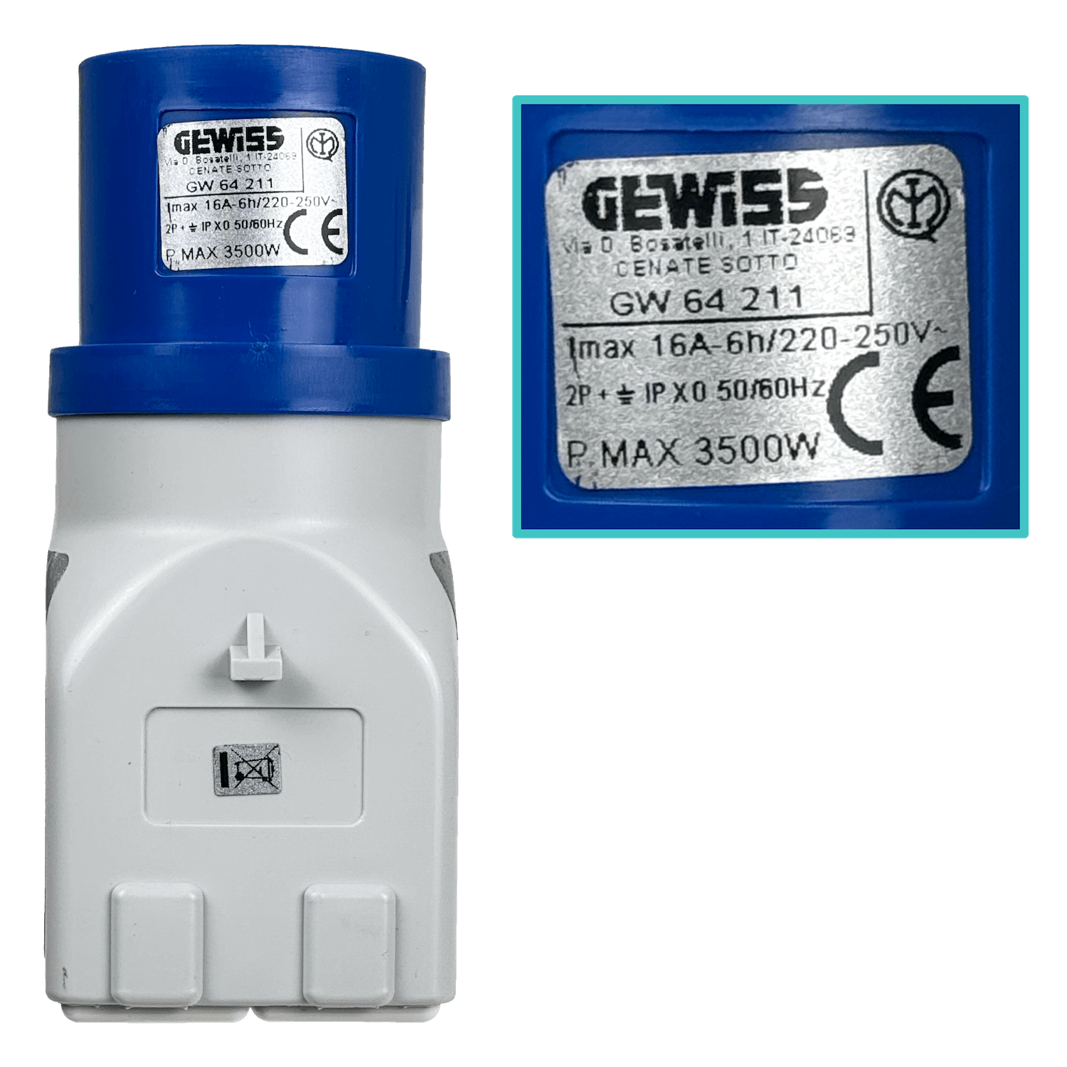 GEWISS industrial 1-Macho 16A 2-Enchufe-H 10A/16A 2P+T IP44 250V 3