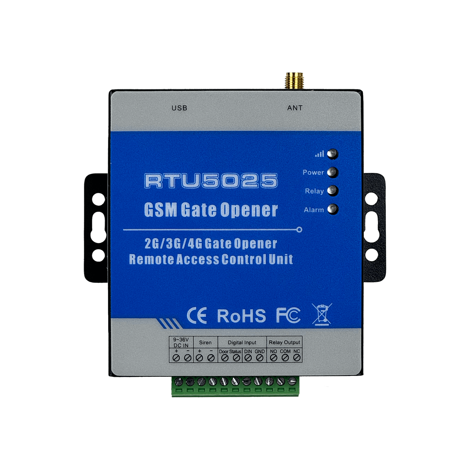 Controlador de Acceso 4G RTU-5025 1-SIM 2 Entradas NA/NC Sirena mini-USB 9-36VDC 5