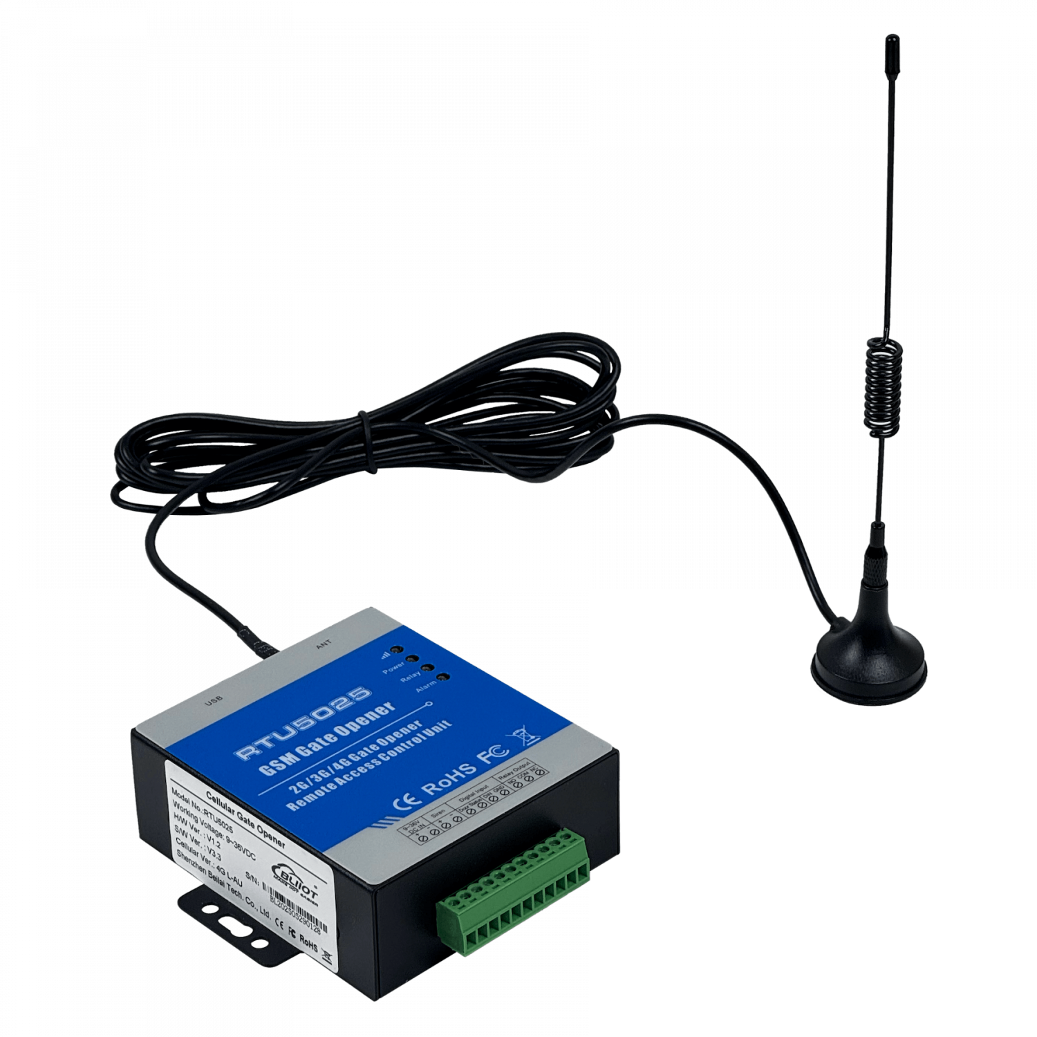 Controlador de Acceso 4G RTU-5025 1-SIM 2 Entradas NA/NC Sirena mini-USB 9-36VDC 6