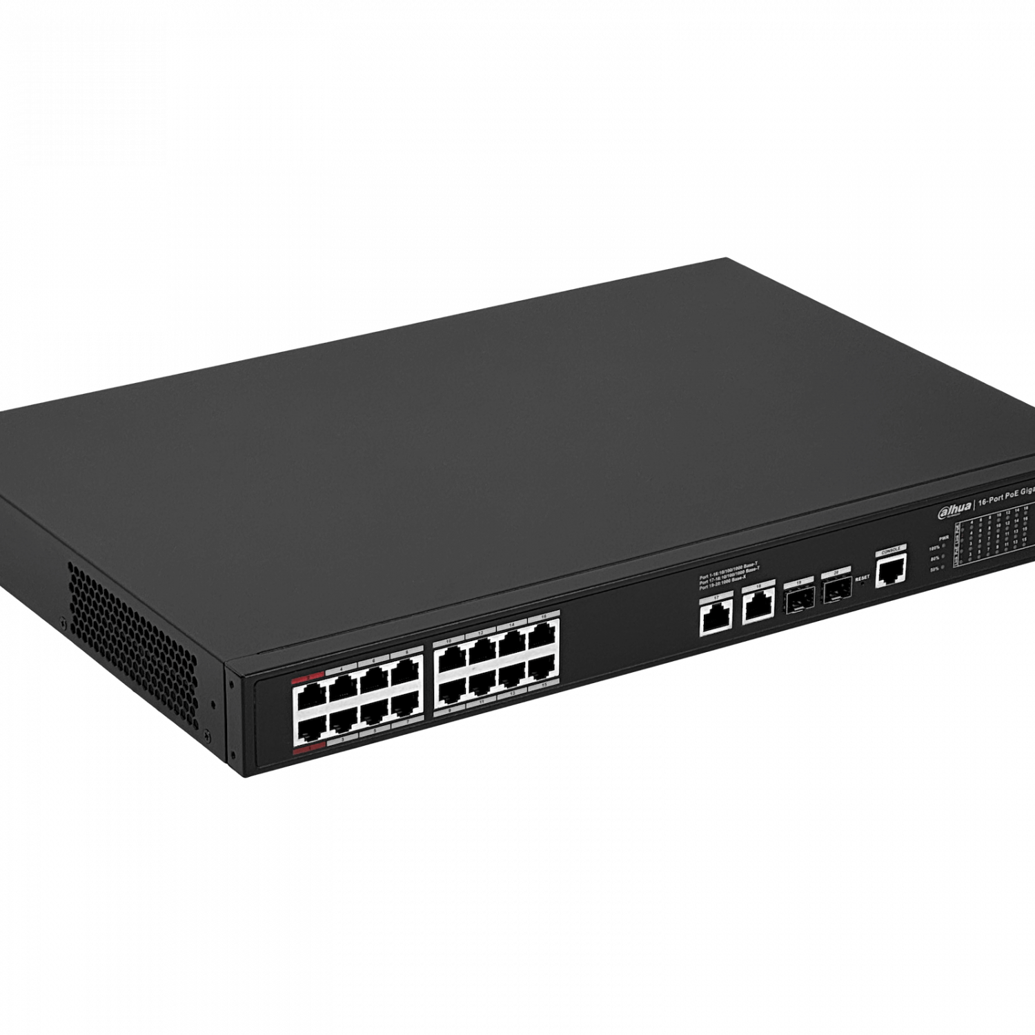 Switch Administrable Dahua S4220-16GT-190 20 Puertos Gigabit, 16 PoE, 2 SFP, 190W, L2, Rack 3