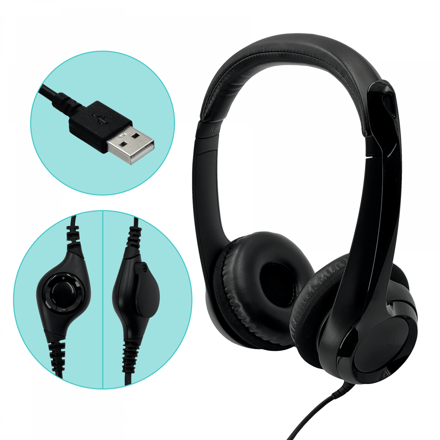 Audifonos Logitech H390 Estereo con Microfono USB A Control en Cable 3