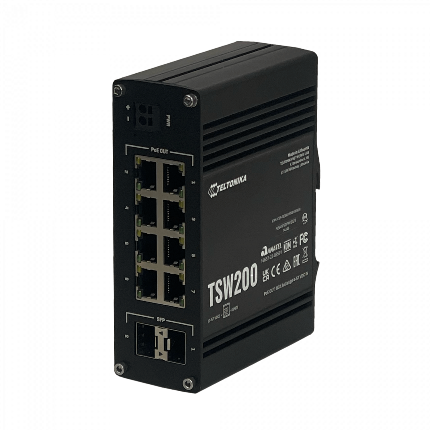 Switch PoE+ Industrial Teltonika TSW200, 8 Puertos Gigabit, 2 SFP, 240W, Carcasa Metálica 1
