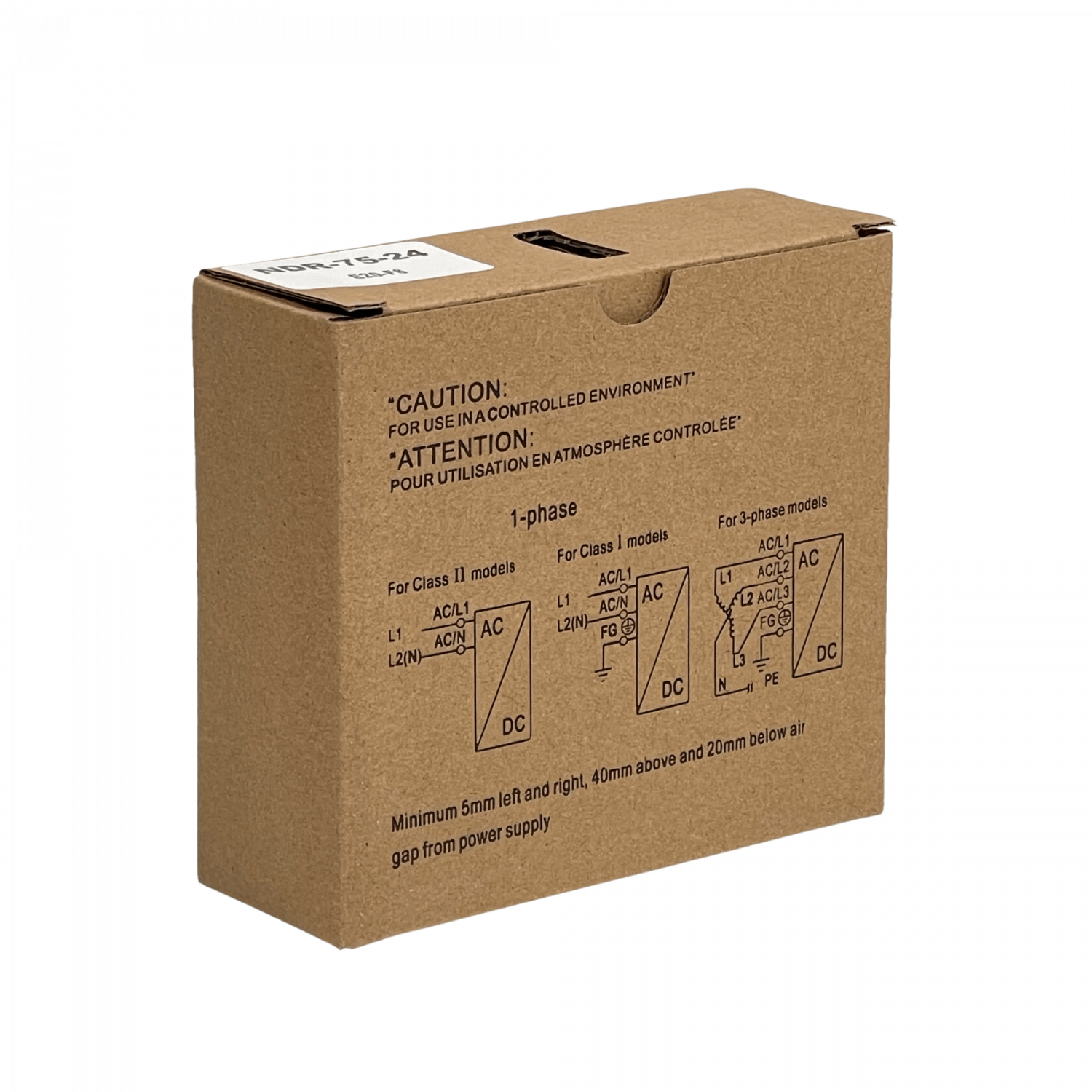 Fuente de Poder Mean Well NDR-75-24 24VDC 3.2A 76W Riel DIN Ajustable 100-240VAC 1