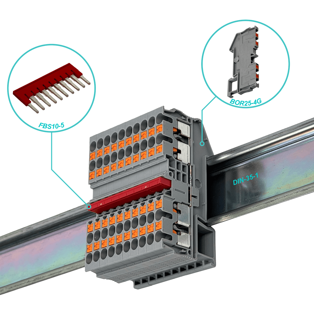 PHOENIX Borne Conexion-4 PT 0,2-2,5mm2 Riel-Din AWG28-14 Gris 2