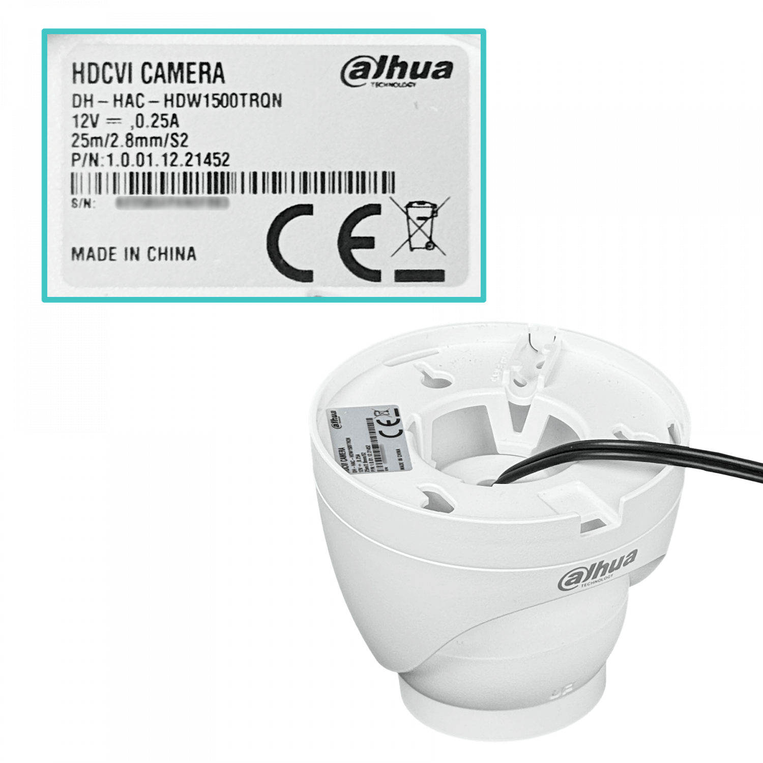 Camara Domo HDCVI Dahua 5MP 2.8mm IR25m IP50 HDW1500TRQN para interiores 6