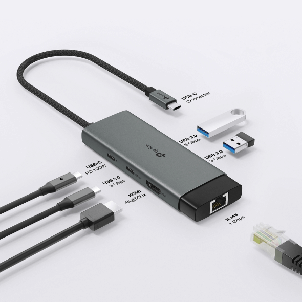 Hub USB C TP-Link UH6120C HDMI 4K RJ45 100W Gigabit 1