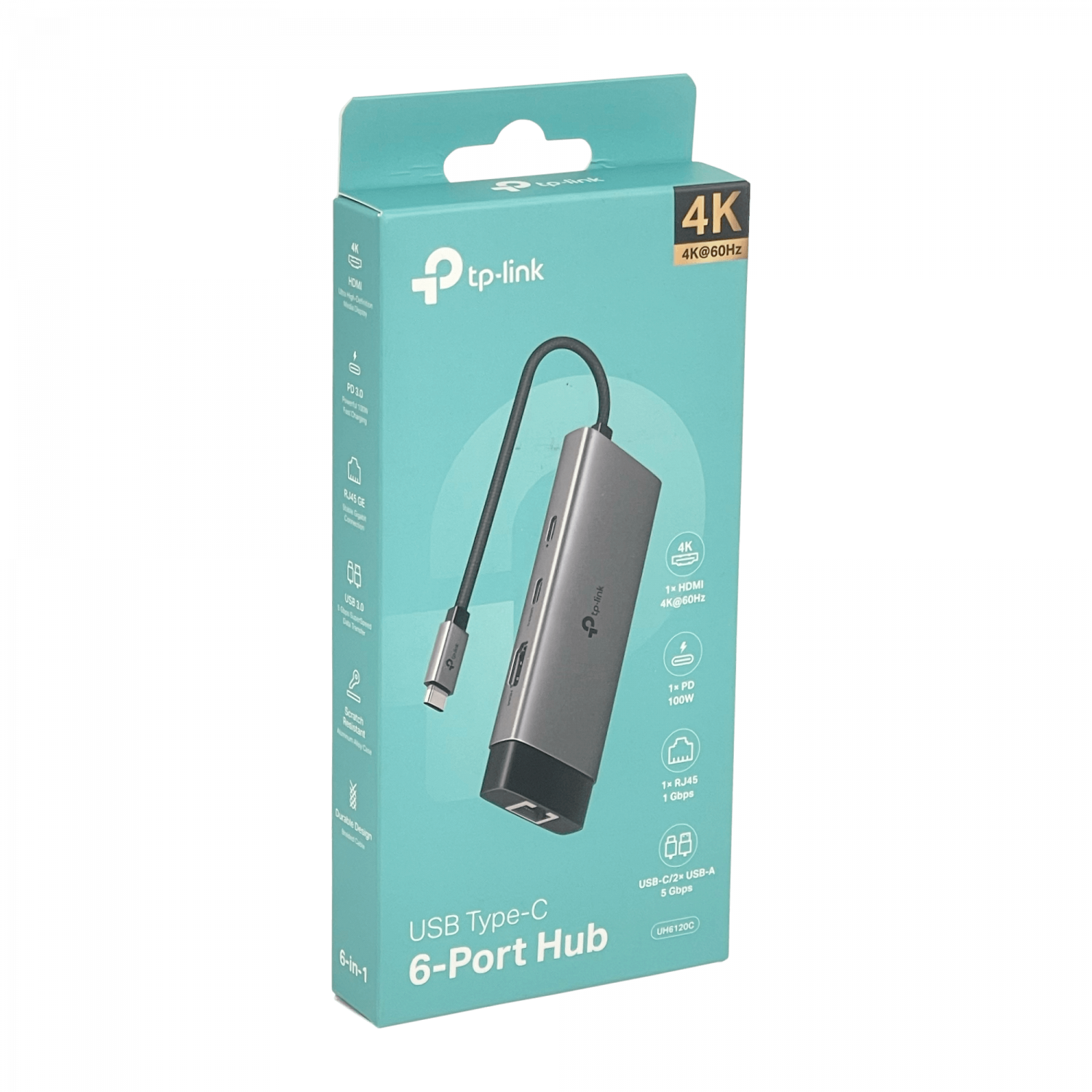 Hub USB C TP-Link UH6120C HDMI 4K RJ45 100W Gigabit 7