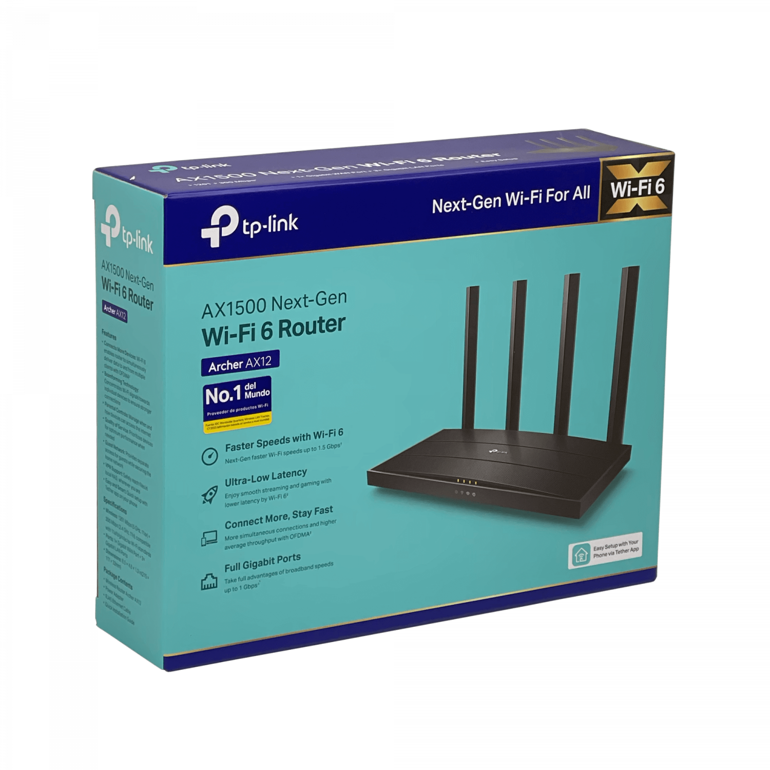 Router WiFi6 TP-LINK Archer AX12 AX1500 Dual Band 1201+300Mbps 4 Antenas 3 LAN 1 WAN 5