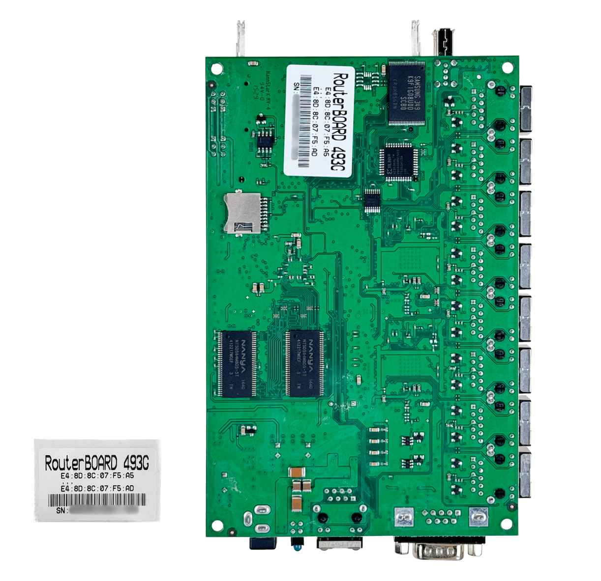 RouterBoard MikroTik RB493G - x9 Puertos, 3 Ranuras miniPCI, CPU 680MHz, 256MB RAM 5