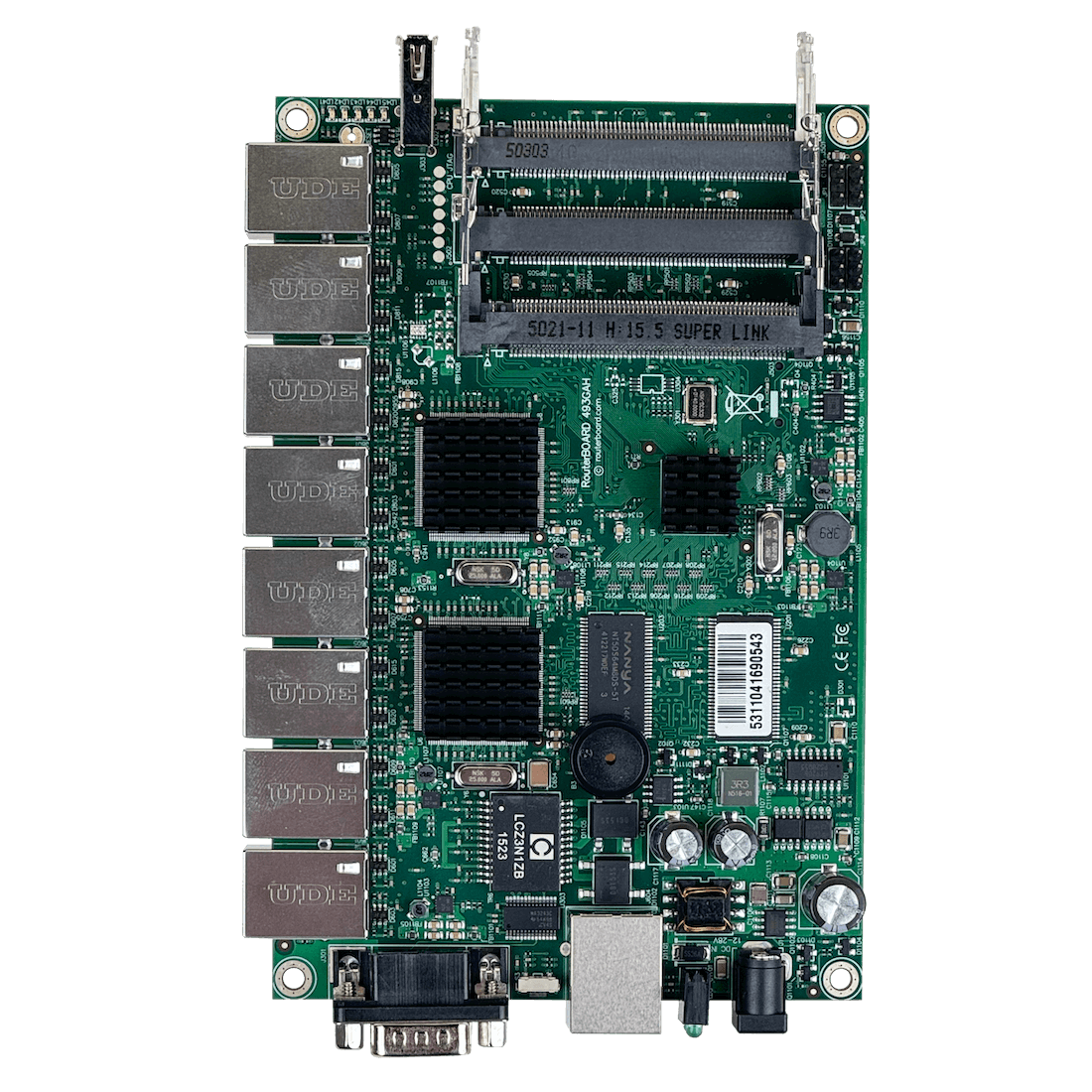 RouterBoard MikroTik RB493G - x9 Puertos, 3 Ranuras miniPCI, CPU 680MHz, 256MB RAM 8