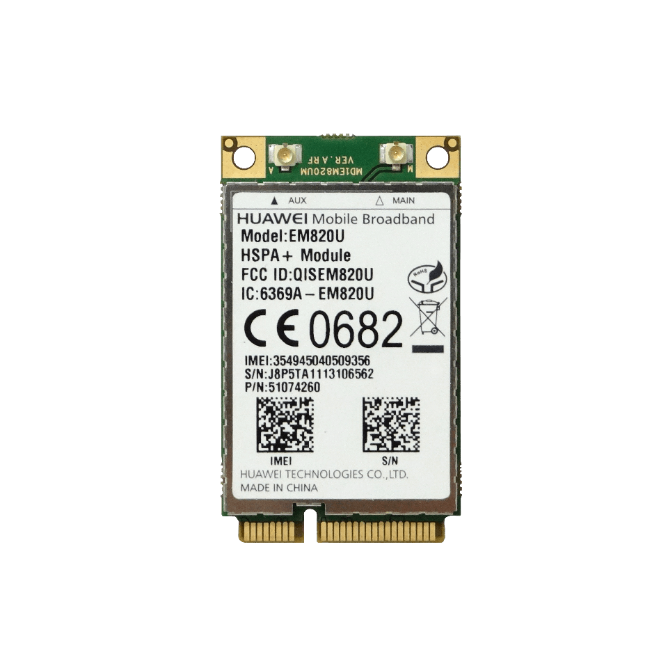 Tarjeta Mini PCIe Huawei EM820U HSPA+ 3G GSM 21Mbps c/U.FL y Soporte SIM 2