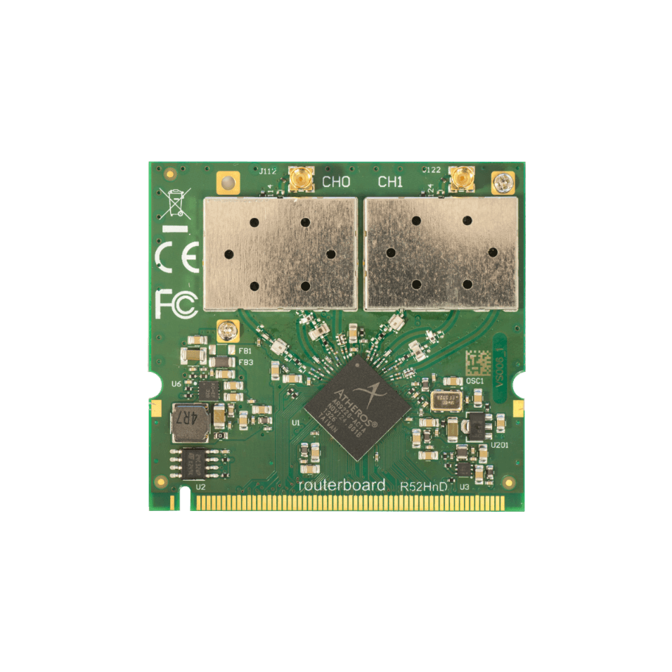 Tarjeta MiniPCI MikroTik R52HnD - Doble Banda 2.4/5 GHz, Alta Potencia, 802.11a/b/g/n 1