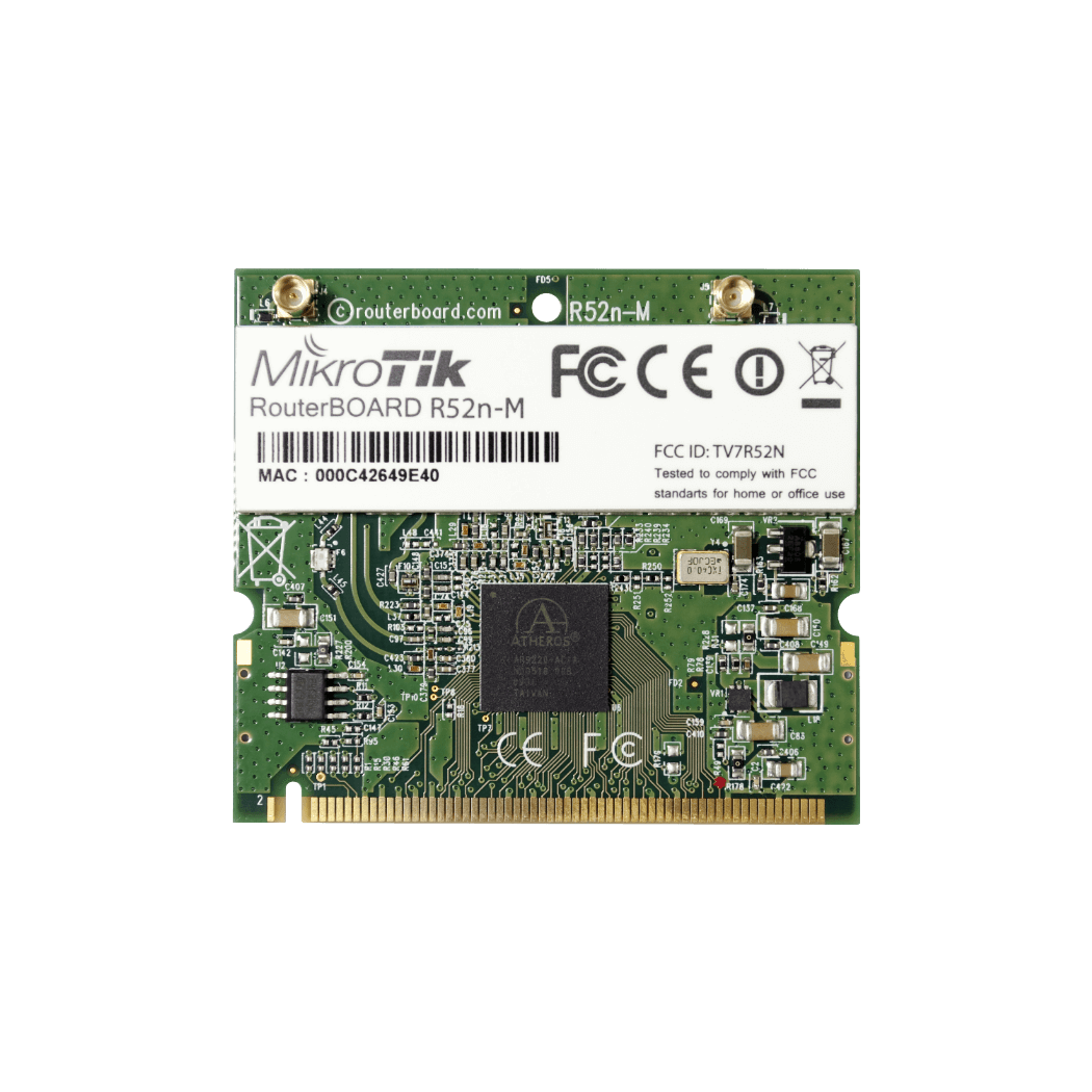 Tarjeta MiniPCI MikroTik R52nM - Doble Banda 2.4/5 GHz, 802.11a/b/g/n 1