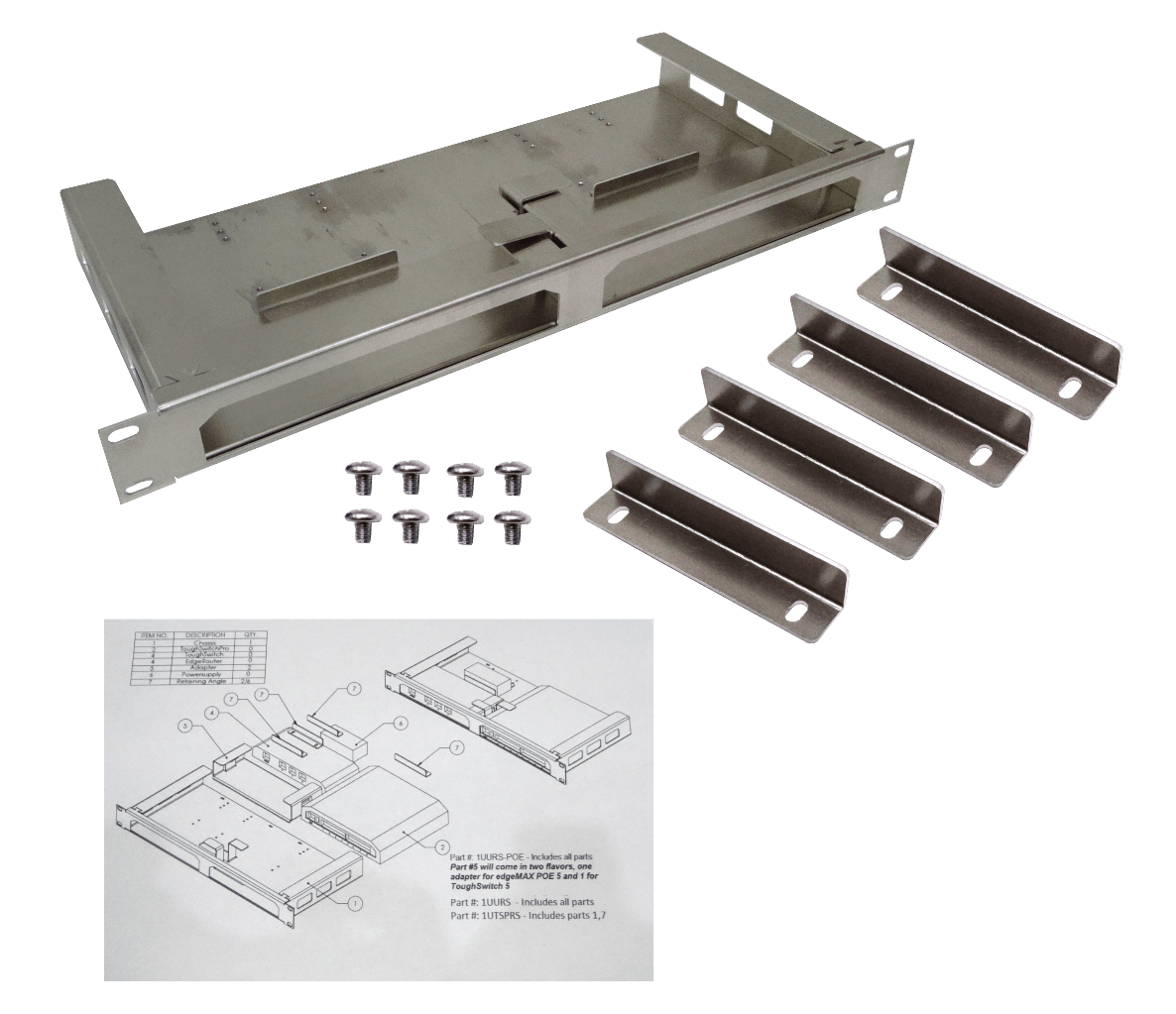 Soporte para Rack 1U RFARMOR, Para dos TS-5-POE, TS-8-PRO, ERLITE-3, ERPOE-5 1