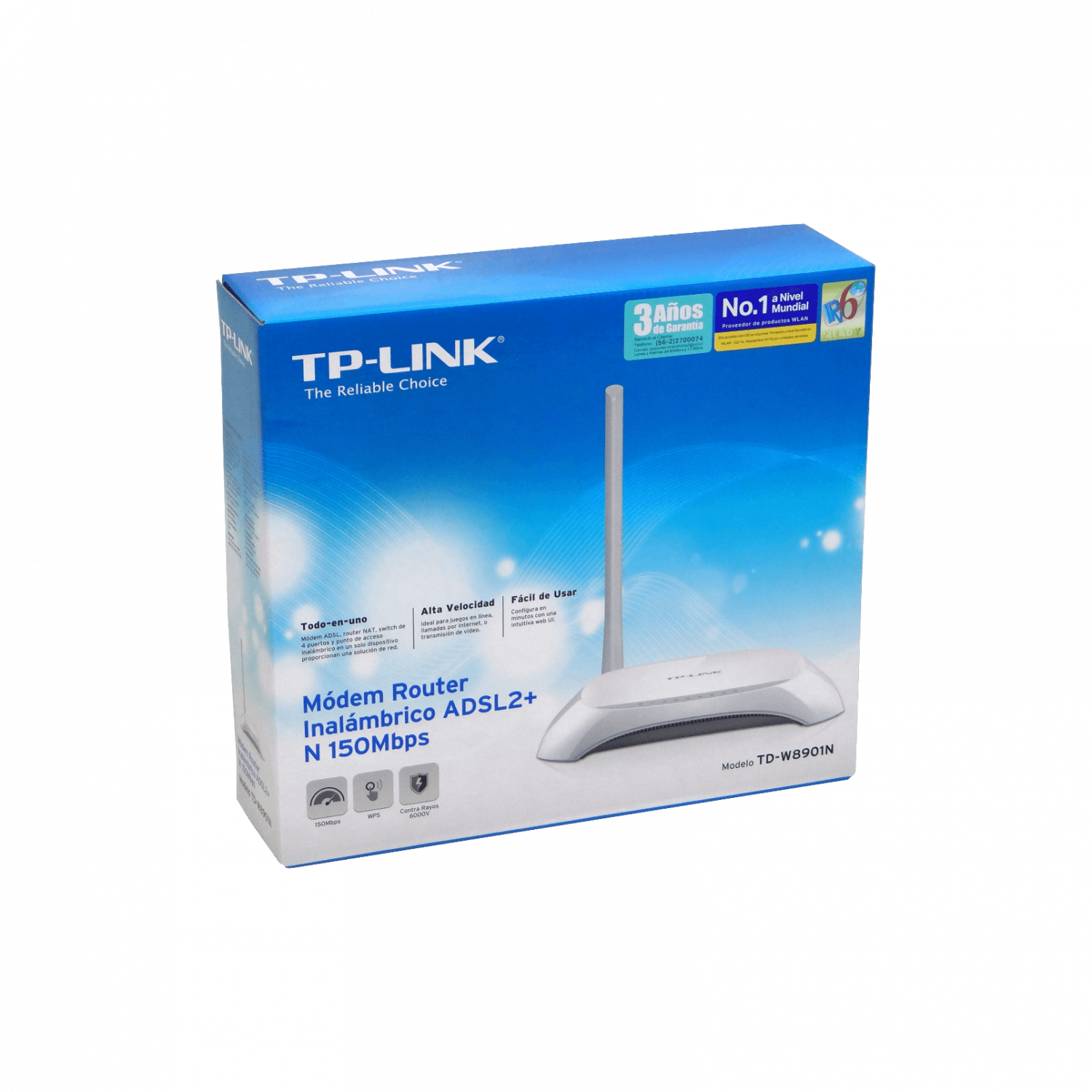 Router Módem Inalámbrico TP-Link TD-W8901N, ADSL2+, 150Mbps, Wi-Fi N, 4 Puertos LAN 5
