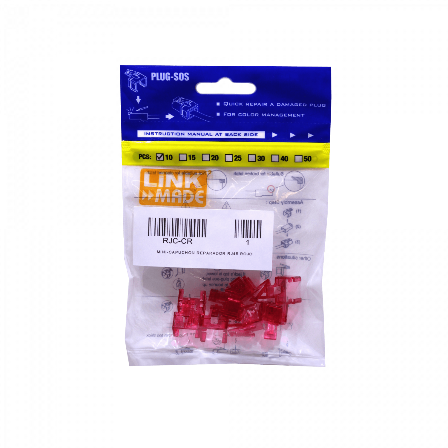 Mini Capuchón Reparador LINKMADE Rojo RJ45 Bolsa 10u 4