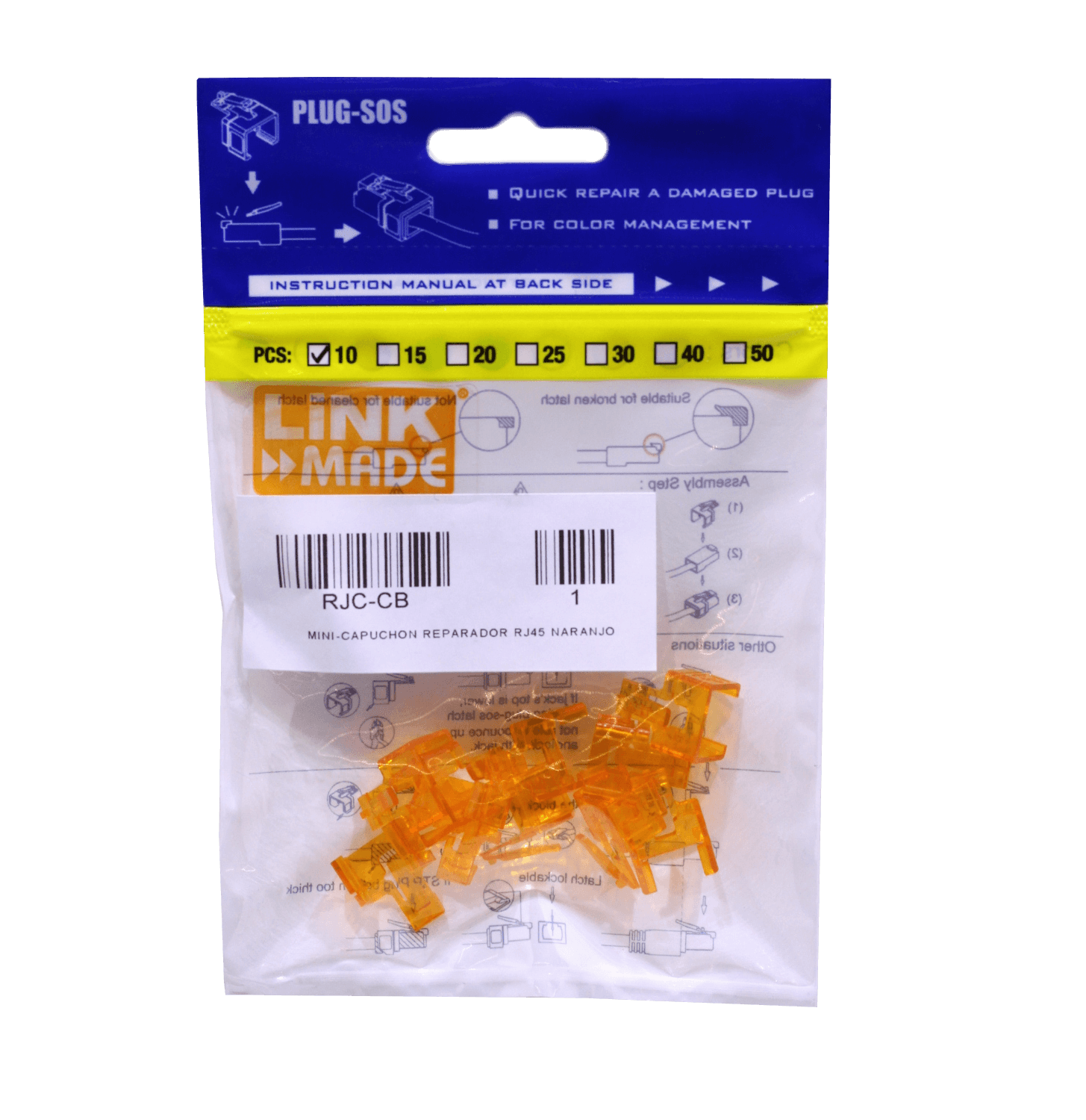 Mini Capuchón Reparador LINKMADE Naranjo RJ45 Bolsa 10u 2