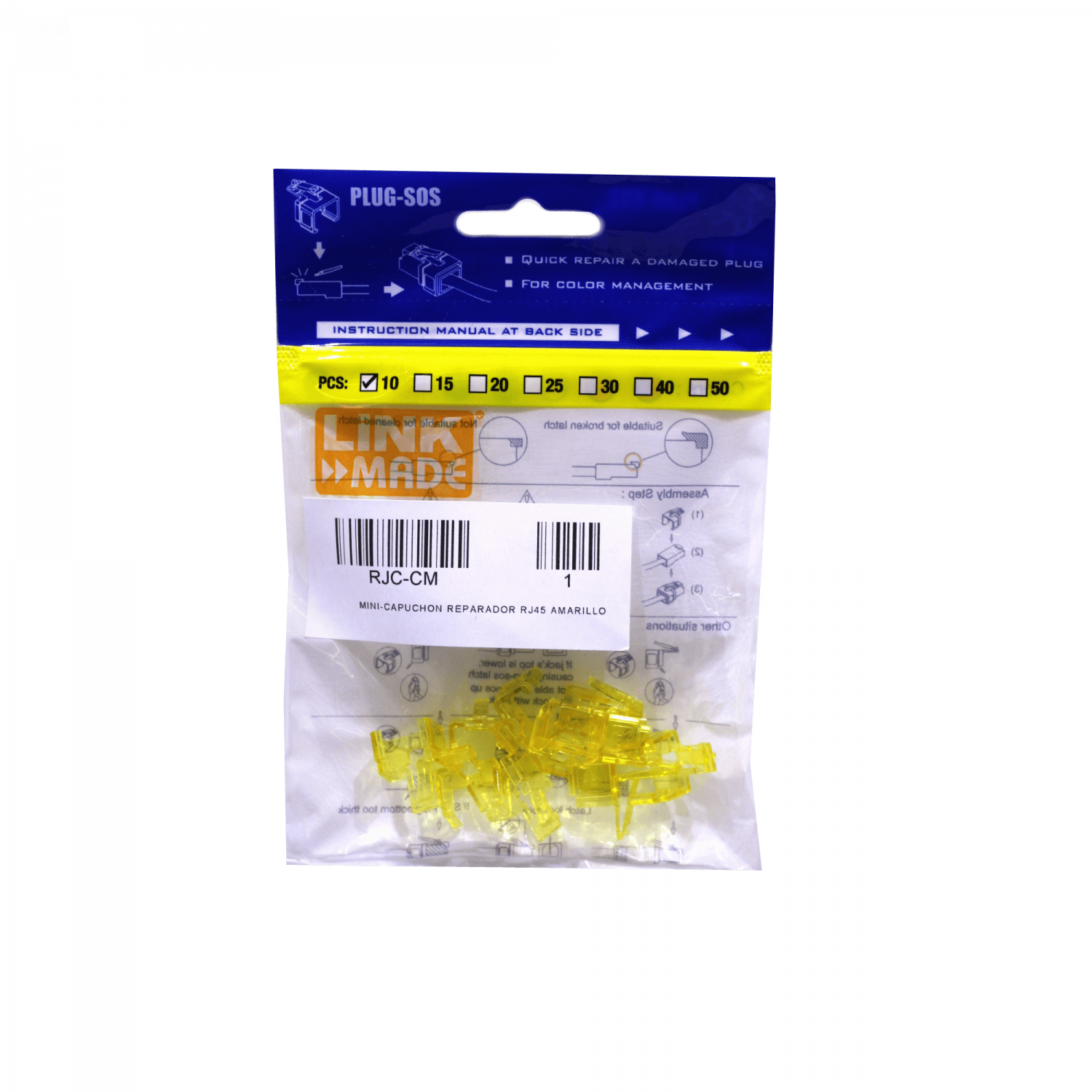 Mini Capuchón Reparador LINKMADE Amarillo RJ45 Bolsa 10u 3