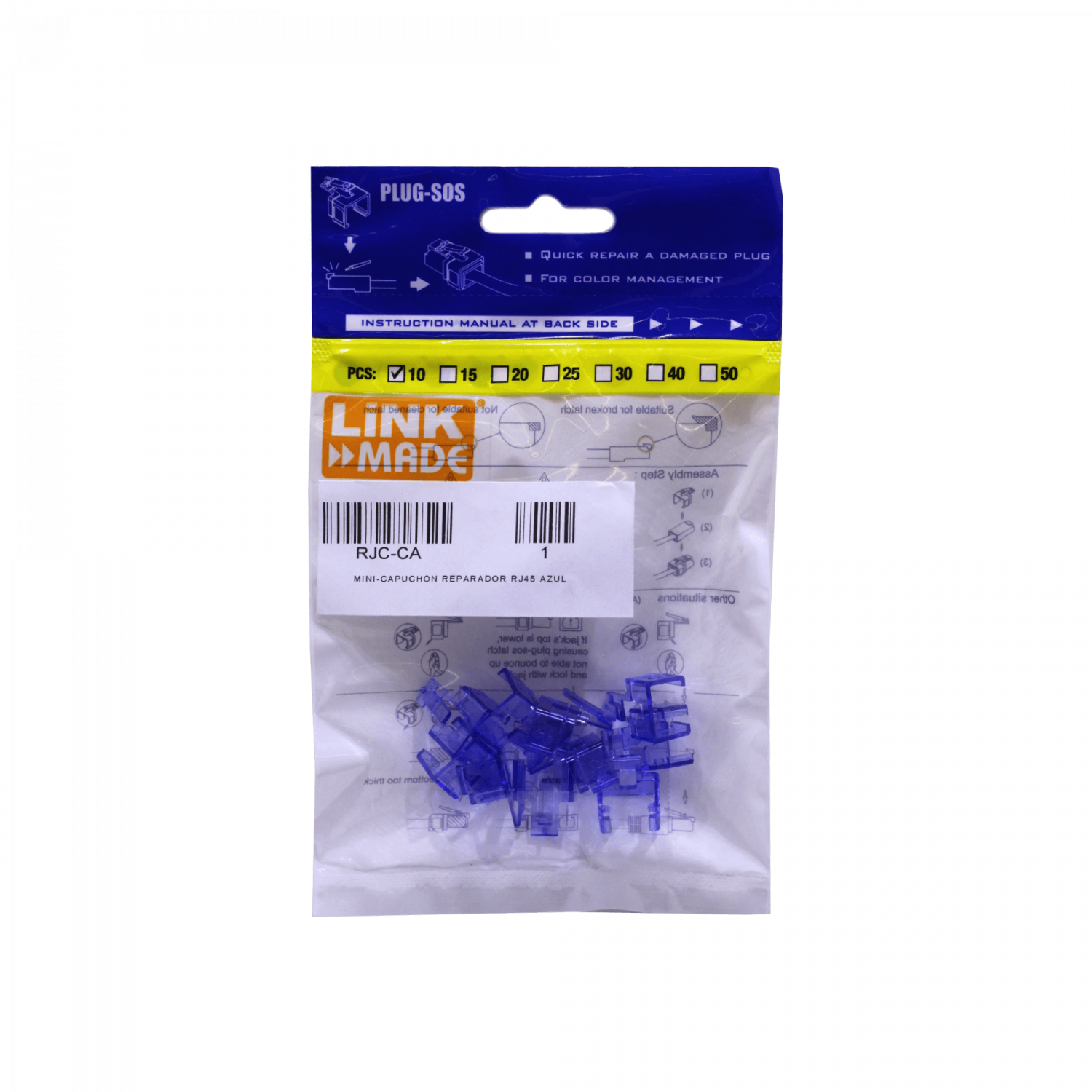 Mini Capuchón Reparador LINKMADE Azul RJ45 Bolsa 10u 2