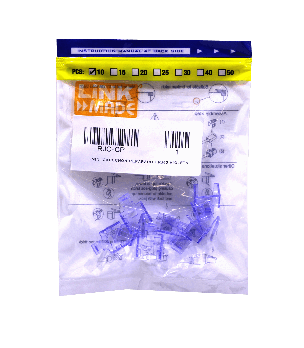 Mini Capuchón Reparador LINKMADE Morado RJ45 Bolsa 10u 1