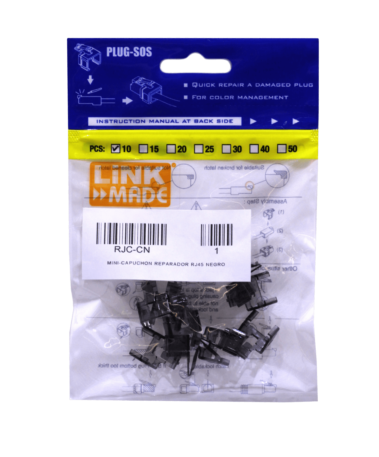 Mini Capuchón Reparador LINKMADE Negro RJ45 Bolsa 10u 1