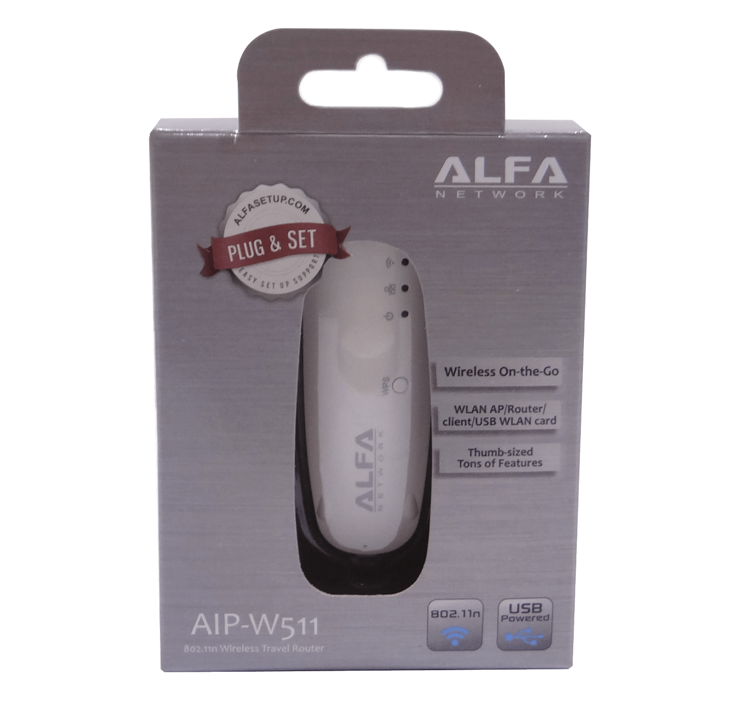 Mini Router ALFA AIP-W511 Inalámbrico 802.11n con Puerto USB y WPS 1