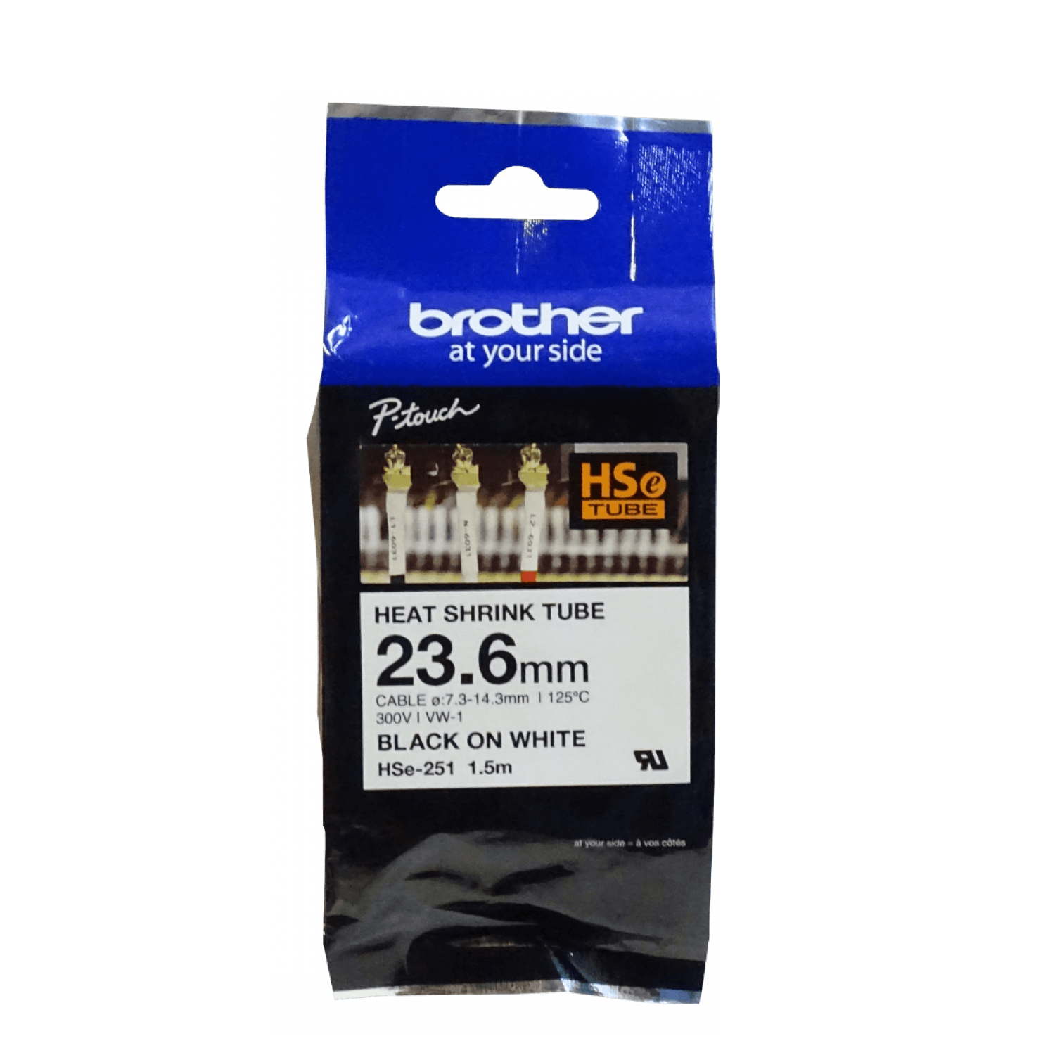 Cinta termoretractil Brother HSE-251 24mm negro en blanco 15m 3