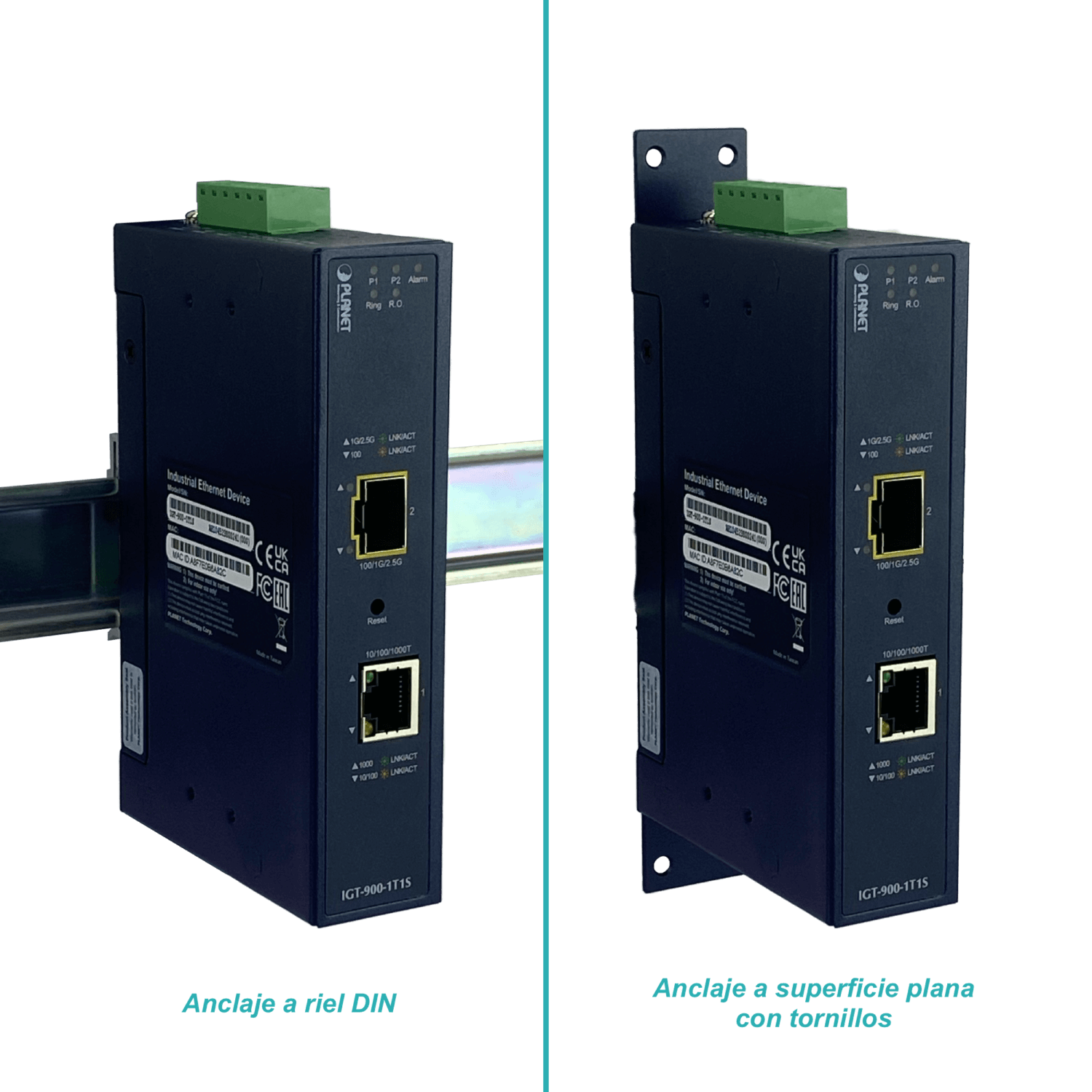 PLANET Industrial RielDin Admin SFP 1-1000 Media Converter req9-48VDC 1
