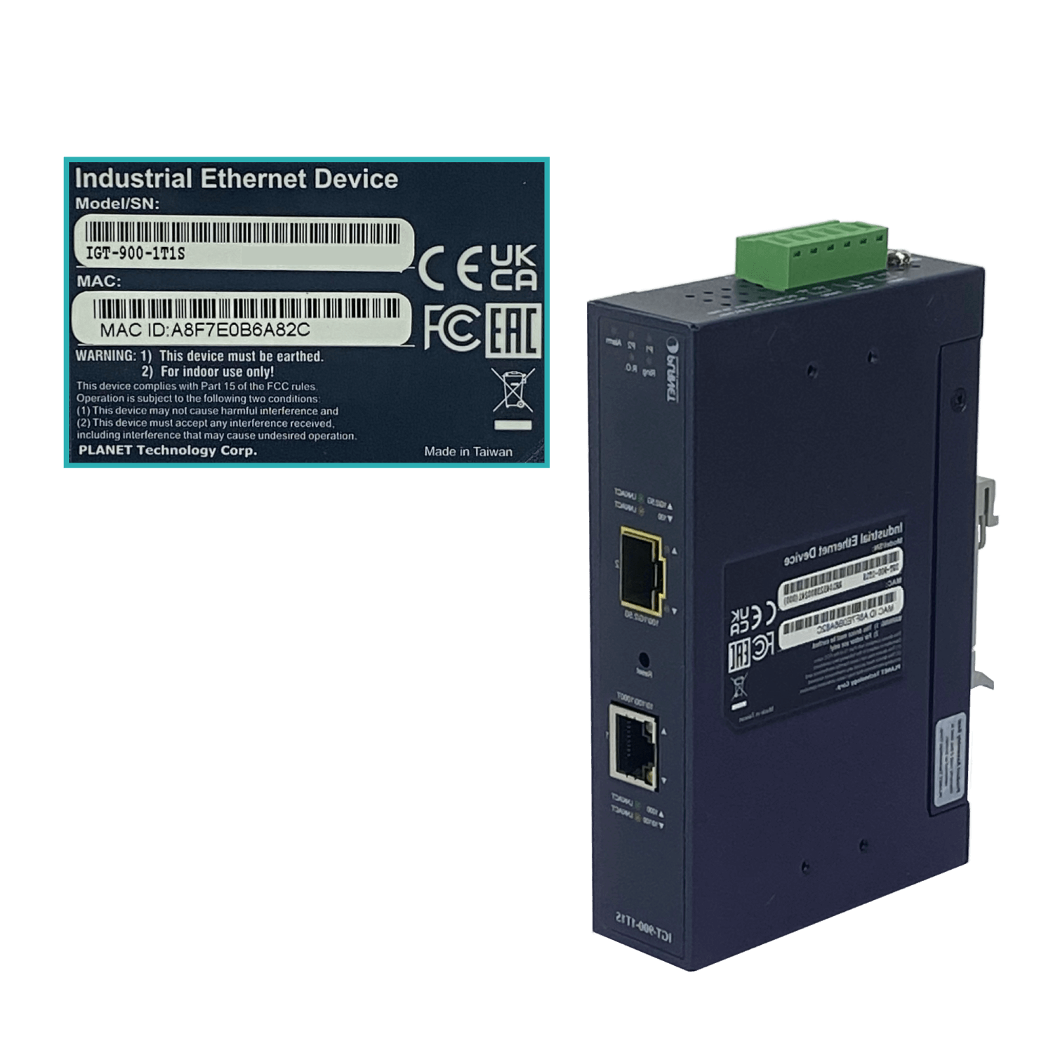 PLANET Industrial RielDin Admin SFP 1-1000 Media Converter req9-48VDC 5