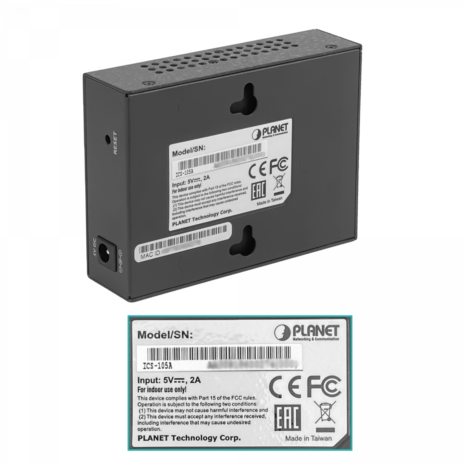 PLANET 1-SFP-100 1-DB9-M RS232 RS422 RS485 5VDC Convertidor Ethernet 1