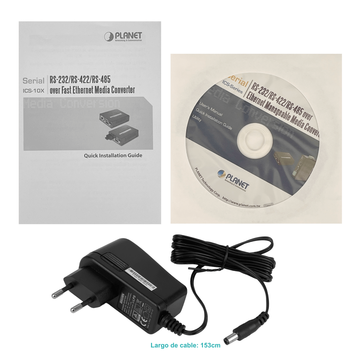 PLANET 1-SFP-100 1-DB9-M RS232 RS422 RS485 5VDC Convertidor Ethernet 7