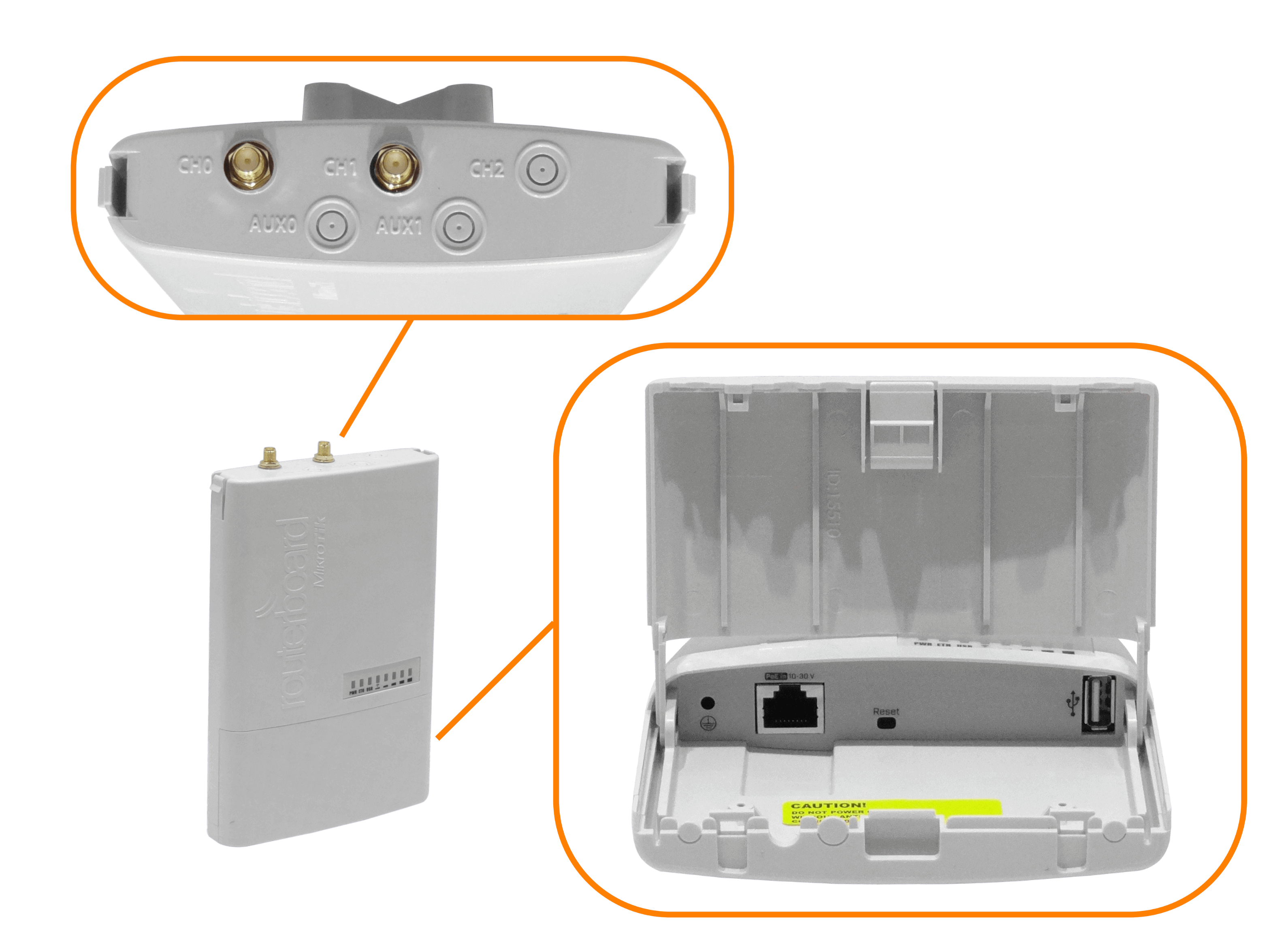 Punto de Acceso Exterior MikroTik BaseBox 6 - 6 GHz, Alta Potencia, Gigabit Ethernet 4