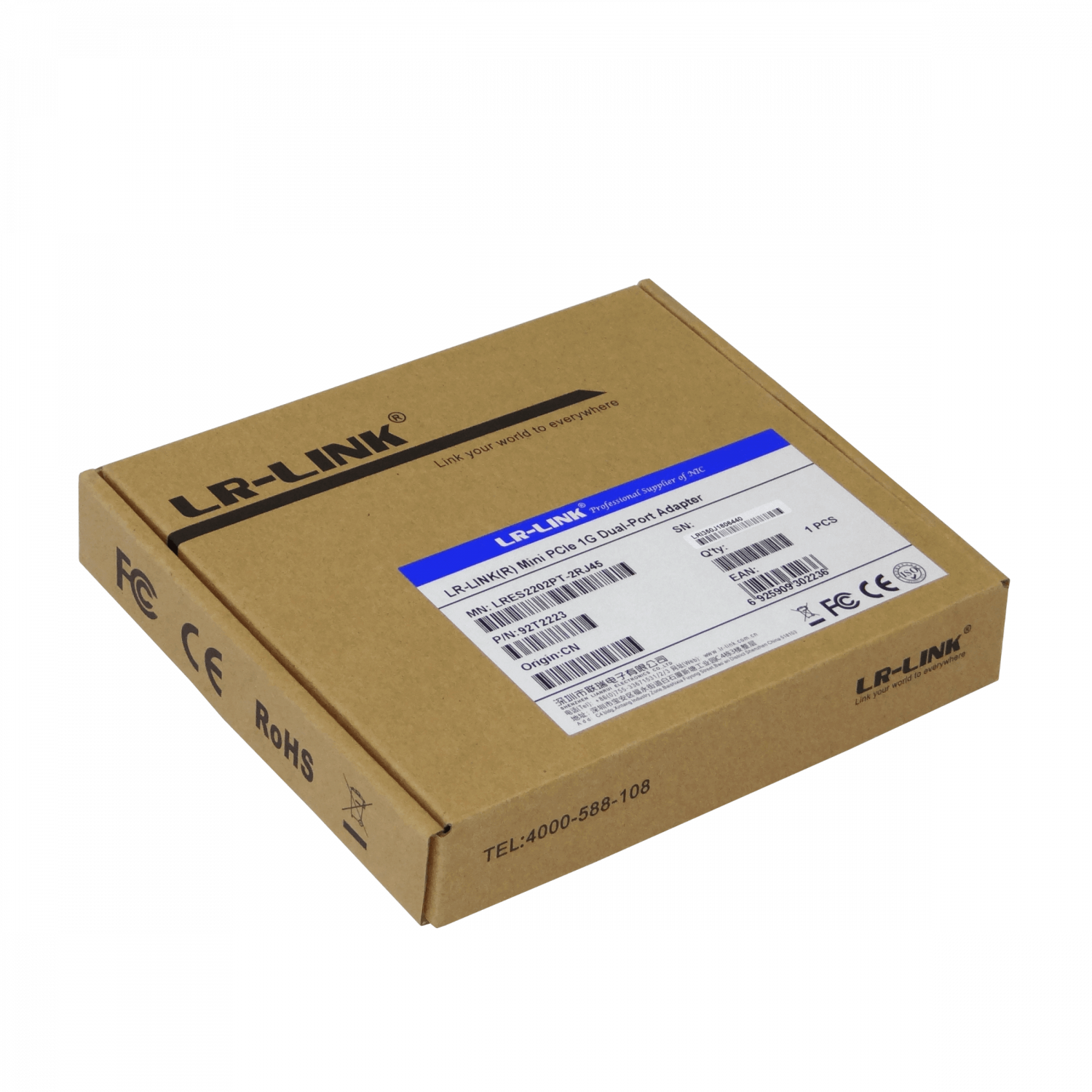 Tarjeta de Red Mini PCIe LR-LINK LRES2202PT - Doble Puerto Gigabit, Intel I350 3