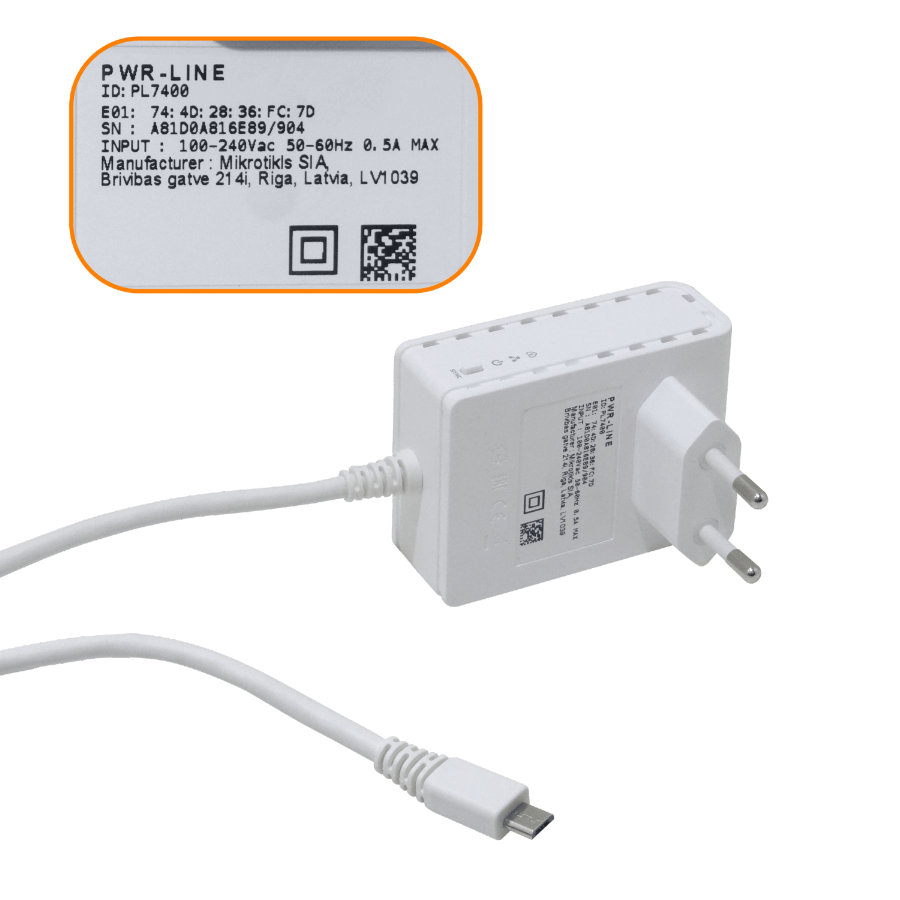 Adaptador de Corriente MikroTik PWR-LINE EU con Funcionalidad PWR-LINE para Routers con microUSB 6