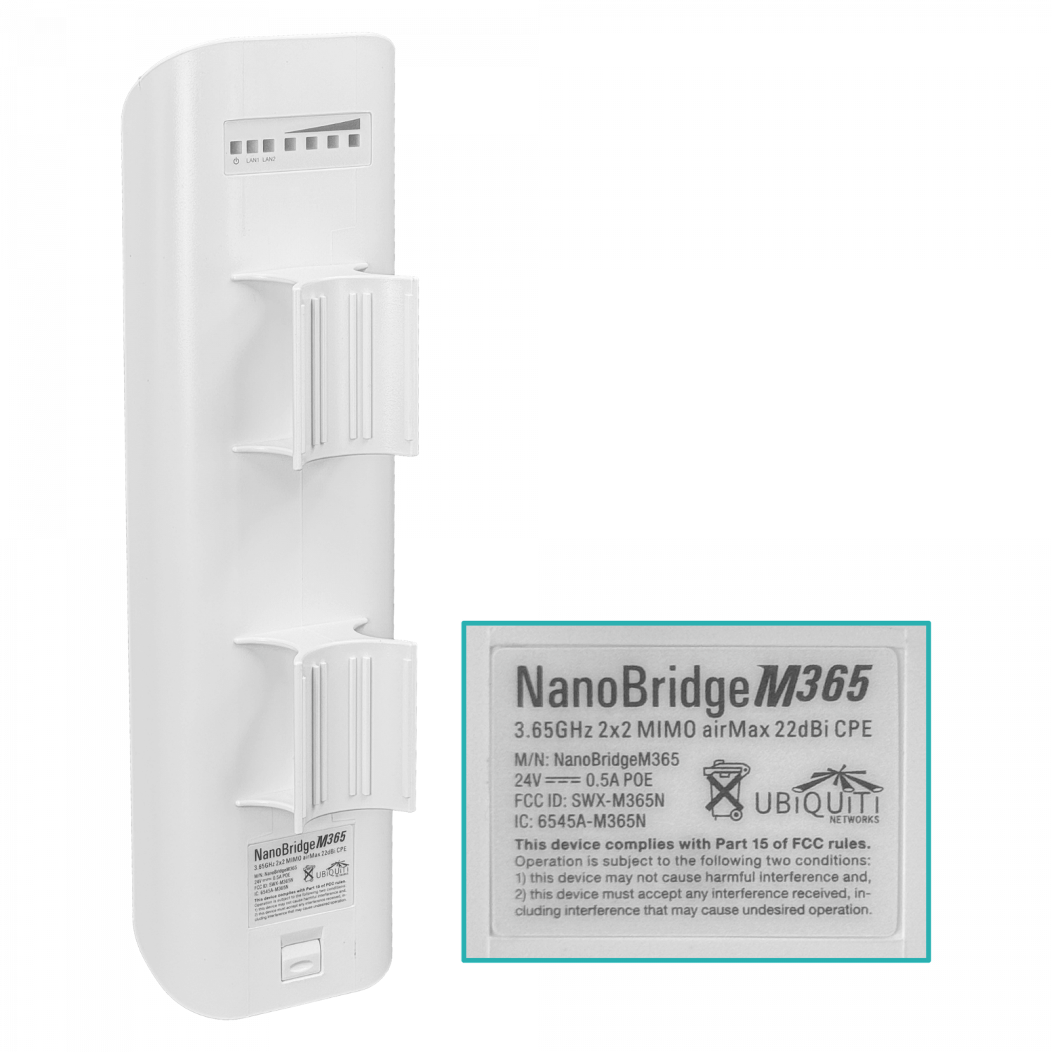 Antena Punto a Punto Ubiquiti NanoBridge M NBM365 - 3.65 GHz, 150 Mbps, Tecnología airMAX 2