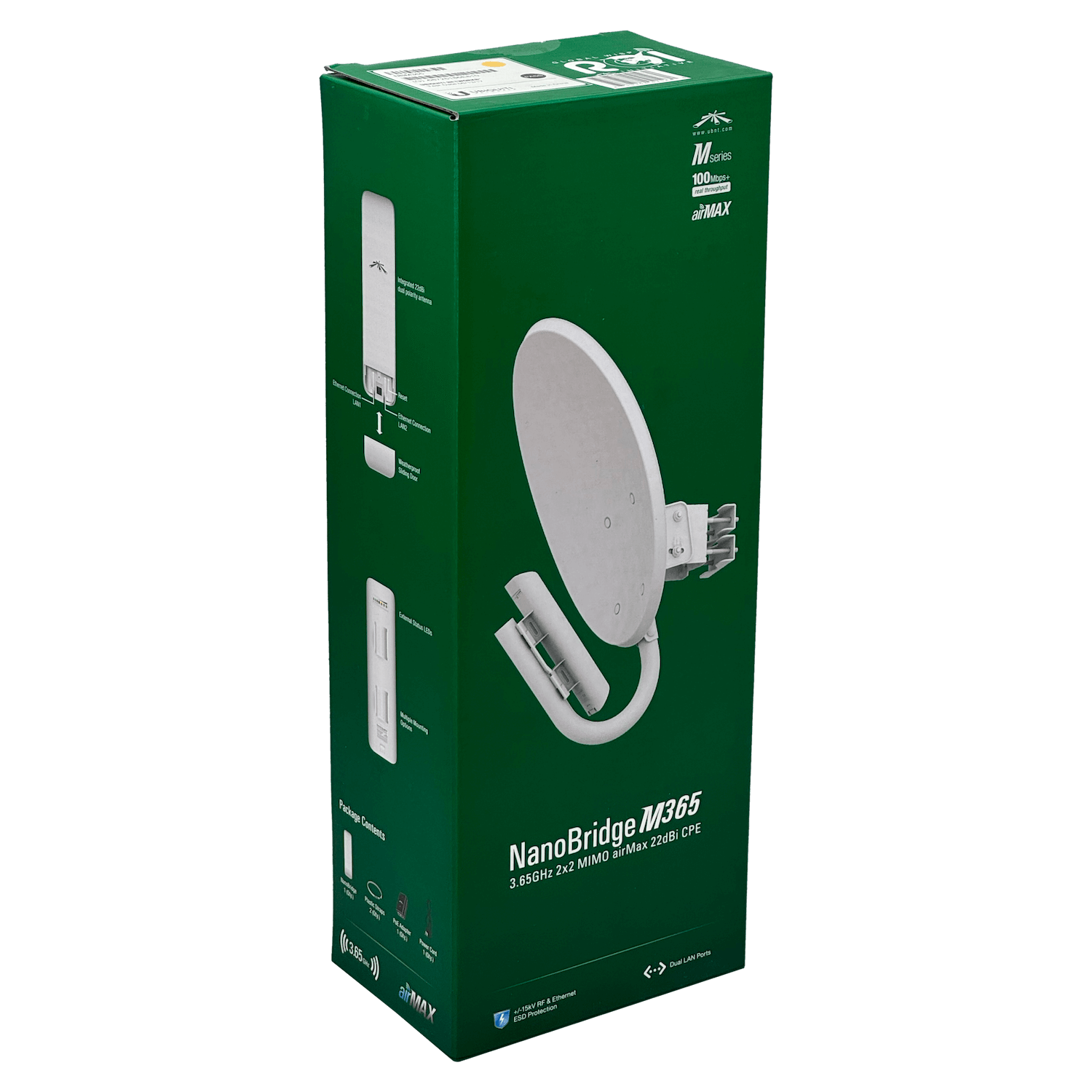 Antena Punto a Punto Ubiquiti NanoBridge M NBM365 - 3.65 GHz, 150 Mbps, Tecnología airMAX 3